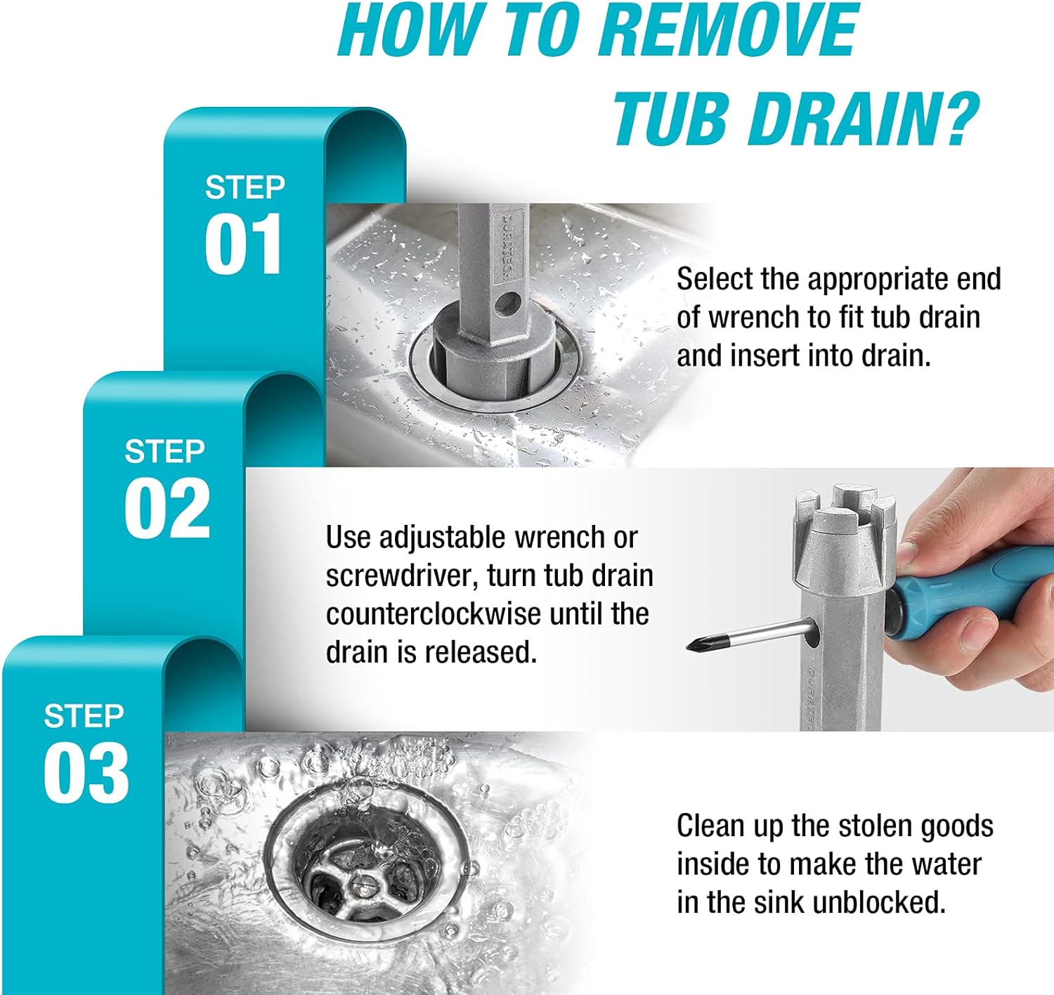 DURATECH 3-Pack Tub Drain Remover Tool