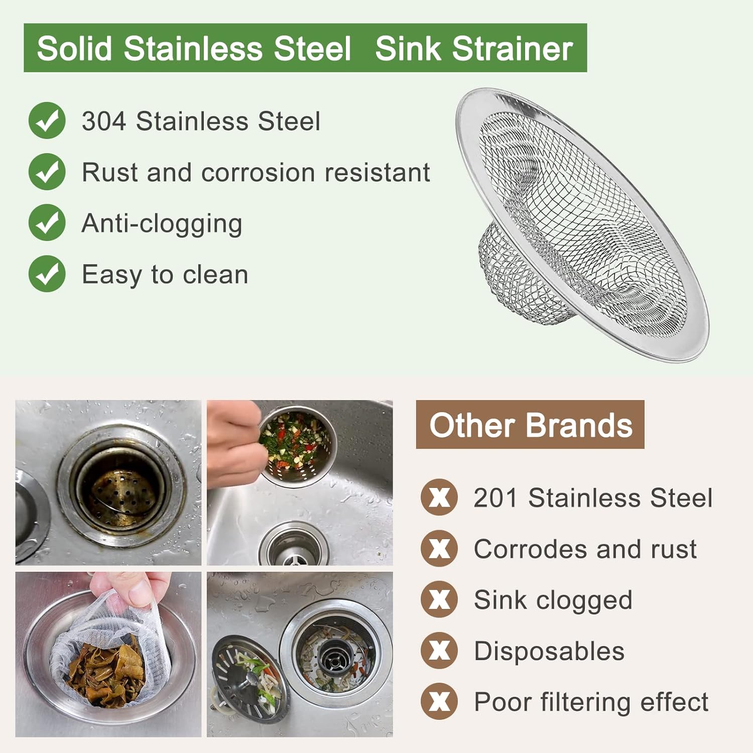 50pcs Stainless Steel Sink Strainer with Wire Mesh 275 Diameter