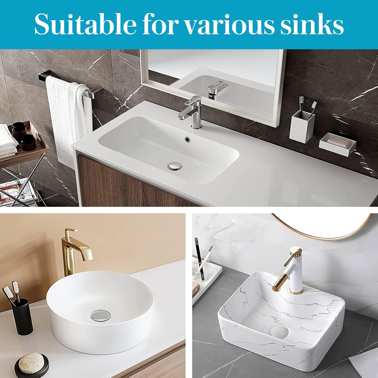DOITOOL Bathroom Sink Drain Stopper with Hair Catcher