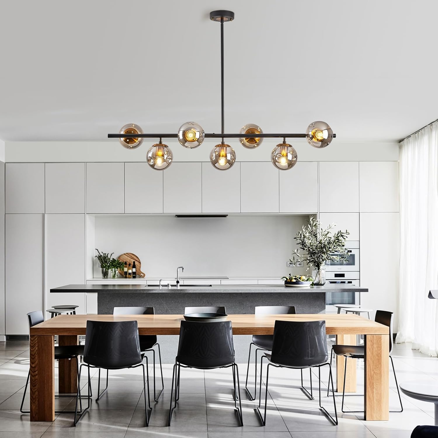Modern Linear Chandeliers with Sloped Ceiling Adapter