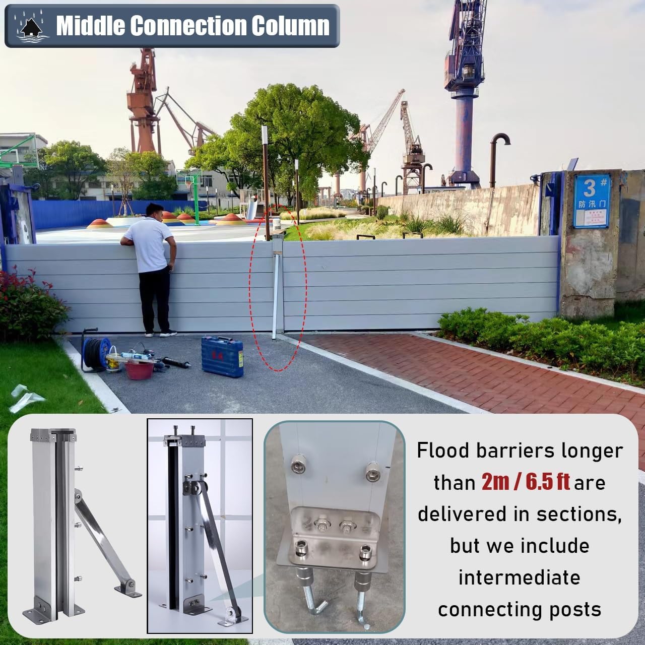 Flood Protection Barrier Panel 47inch Silver