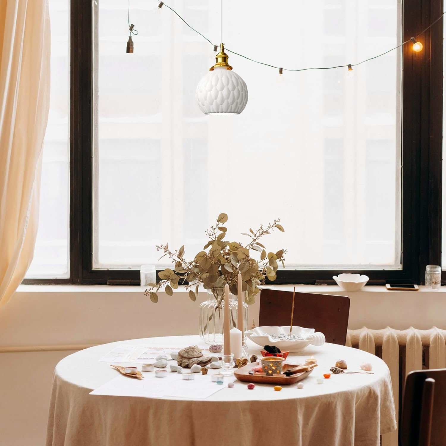 Adjustable H-Track Ceiling Light with Marble Shade