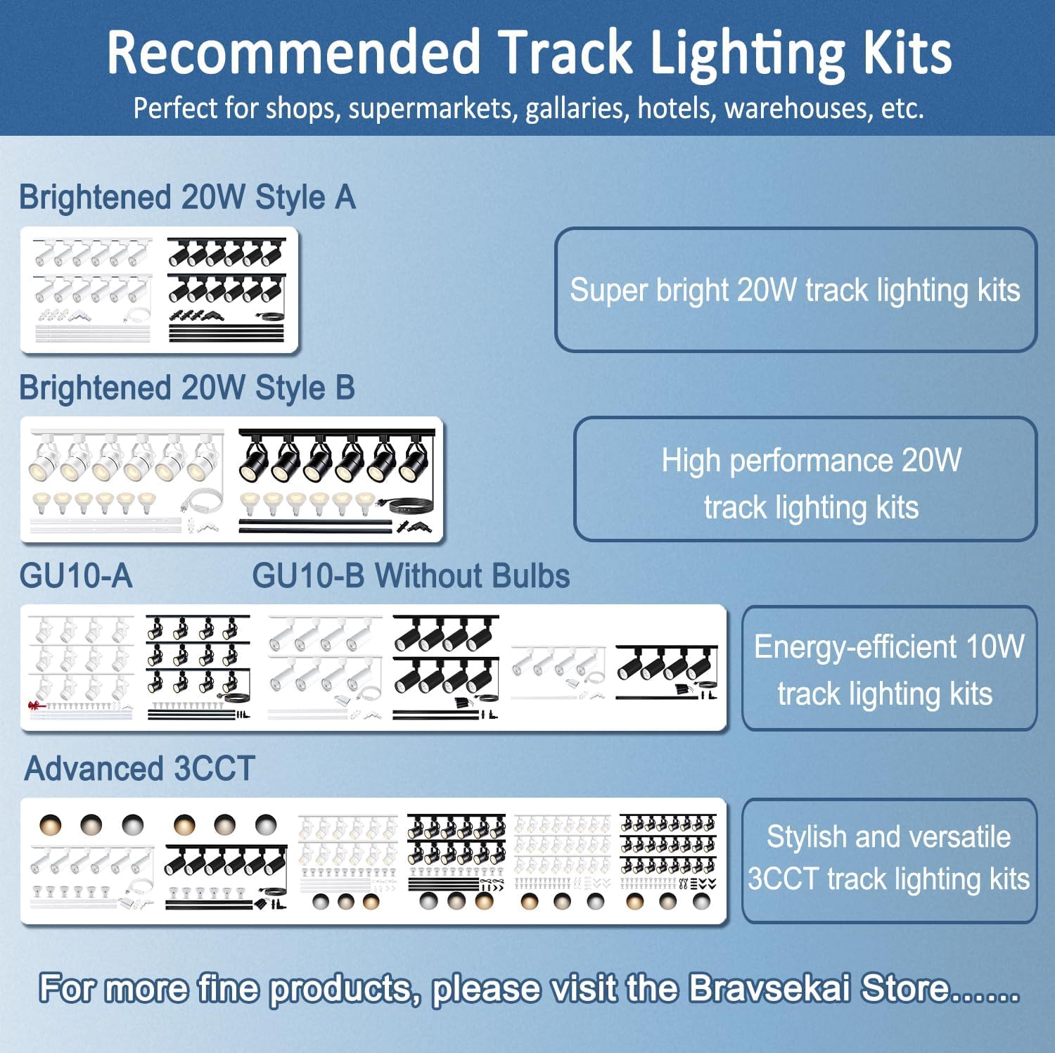 Bravsekai H Track Lighting Connector Kit