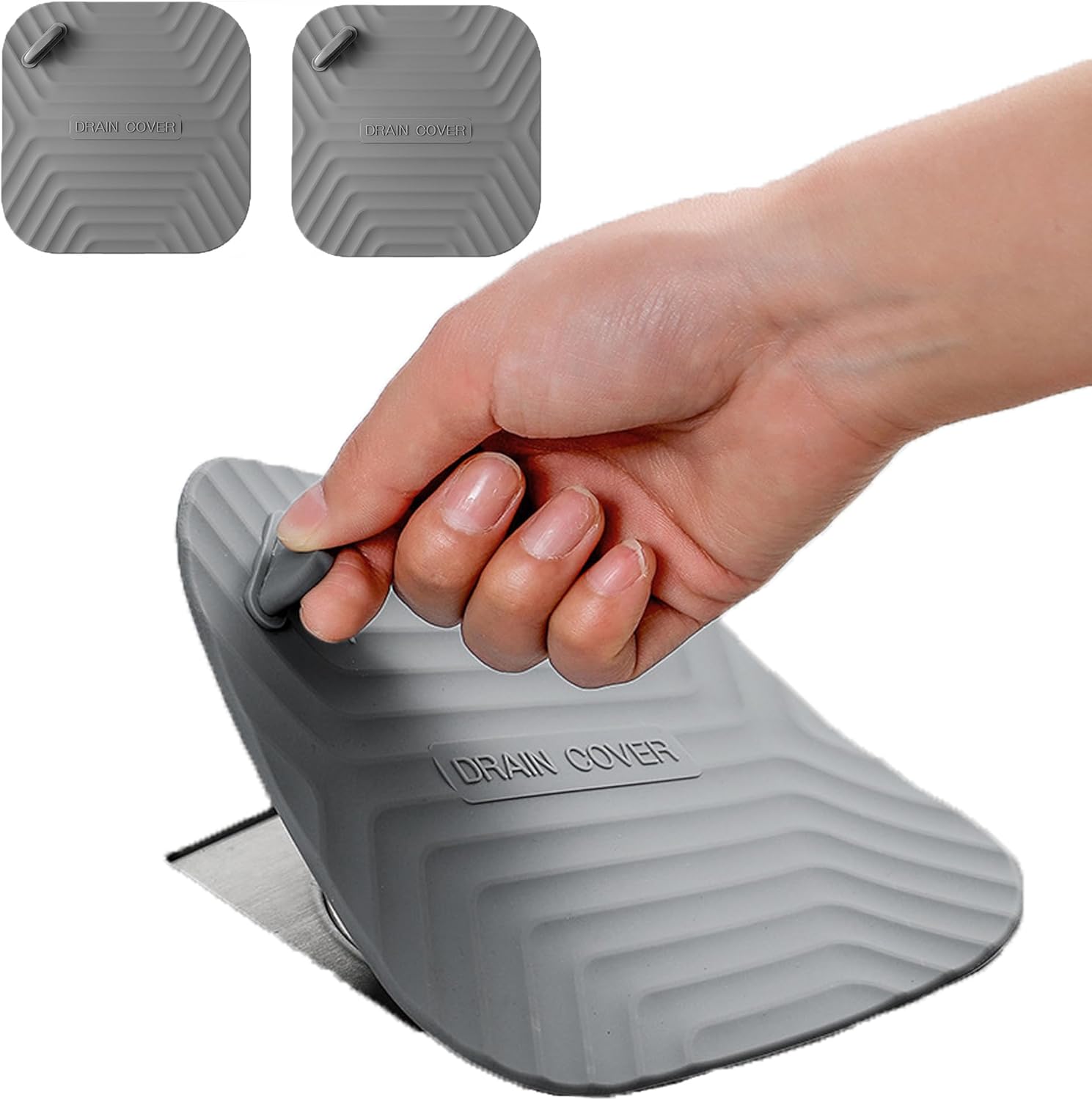 MAOYONG Square Silicone Drain Cover 59 Inch 2PCS Grey