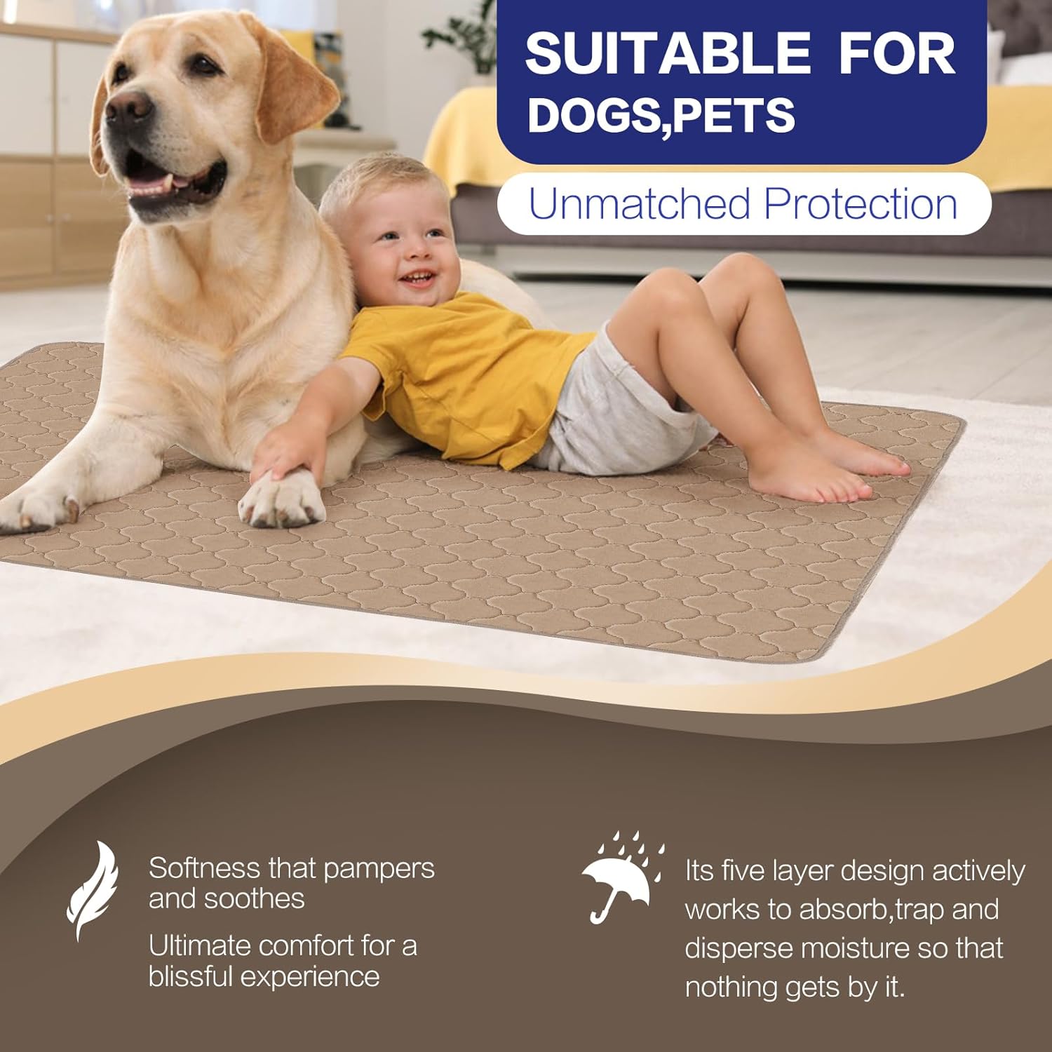 Alsunny Washable Bed Pads for Incontinence 2 Pack