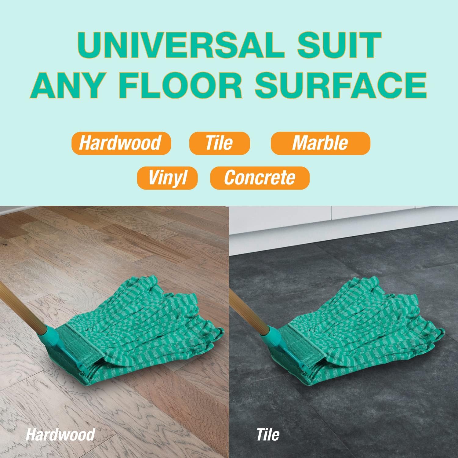 DIRT RUSHER 2 Pack Microfiber Tube Mop Head Replacement