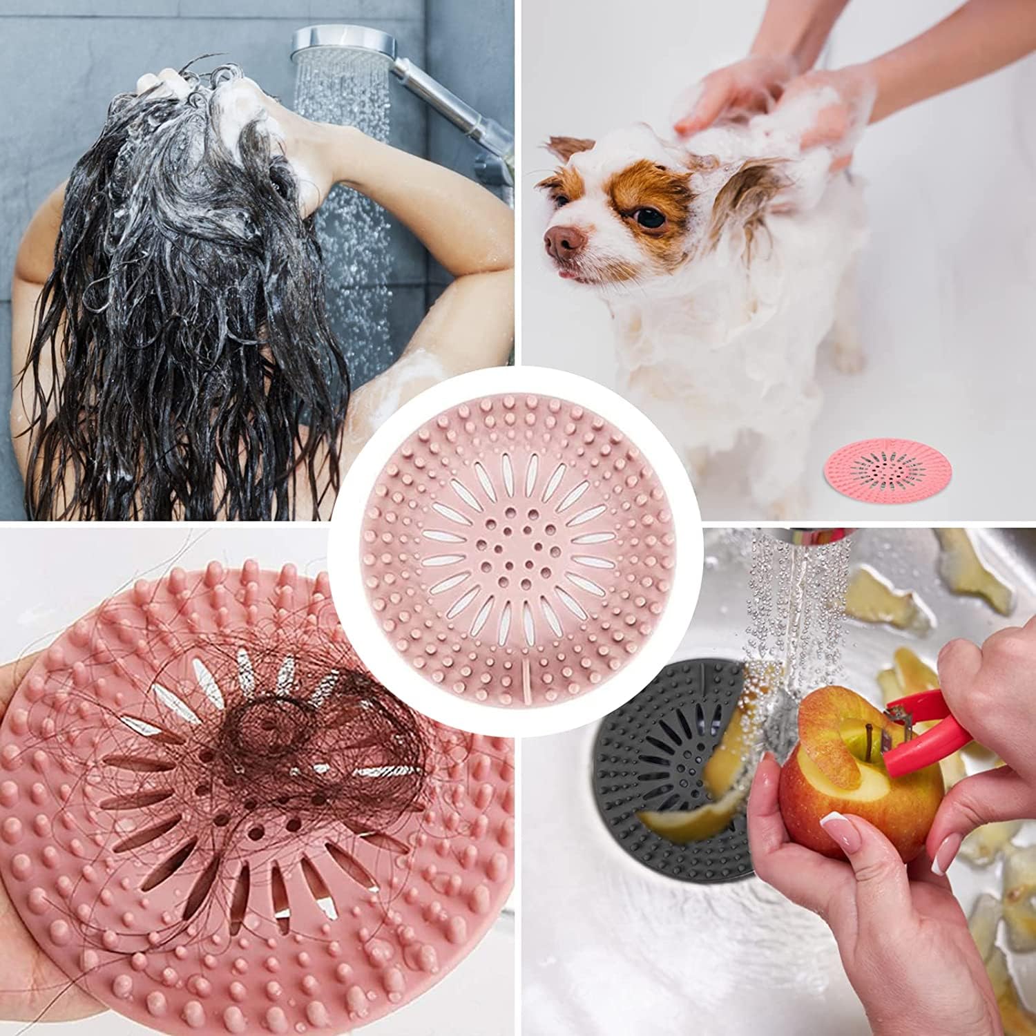 NADUSEP 4Pcs Durable Silicone Hair Catcher for Shower Drain