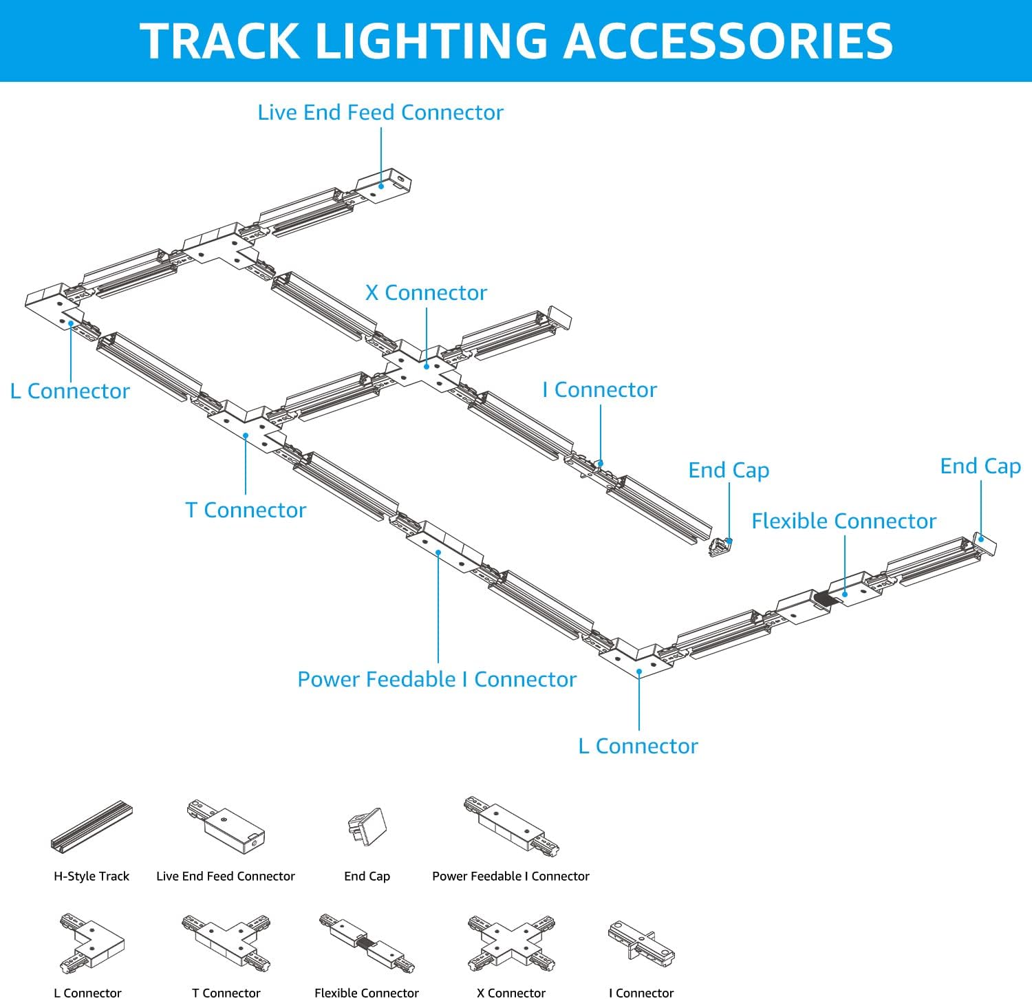 LEONLITE H Track Live End Feed Connector Black