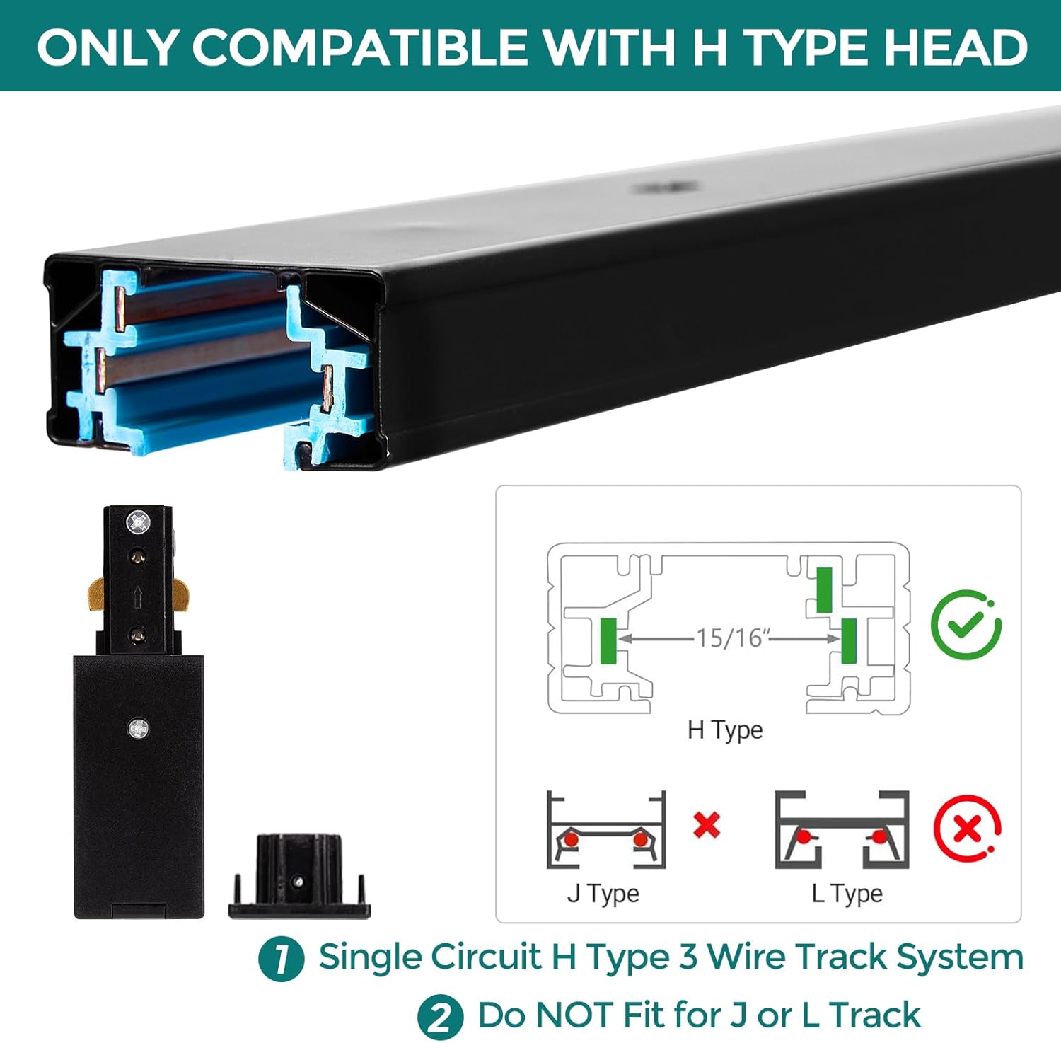 iCreating H Track Live End Connector - 3 Wire Power Feed 1