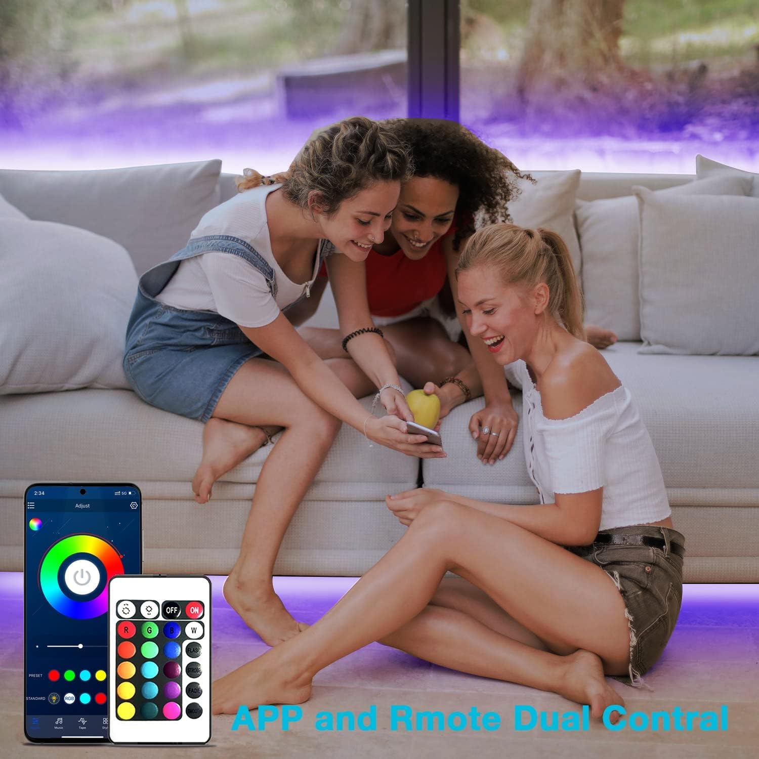 Dalattin 100ft LED Strip Lights with Bluetooth and IR Control