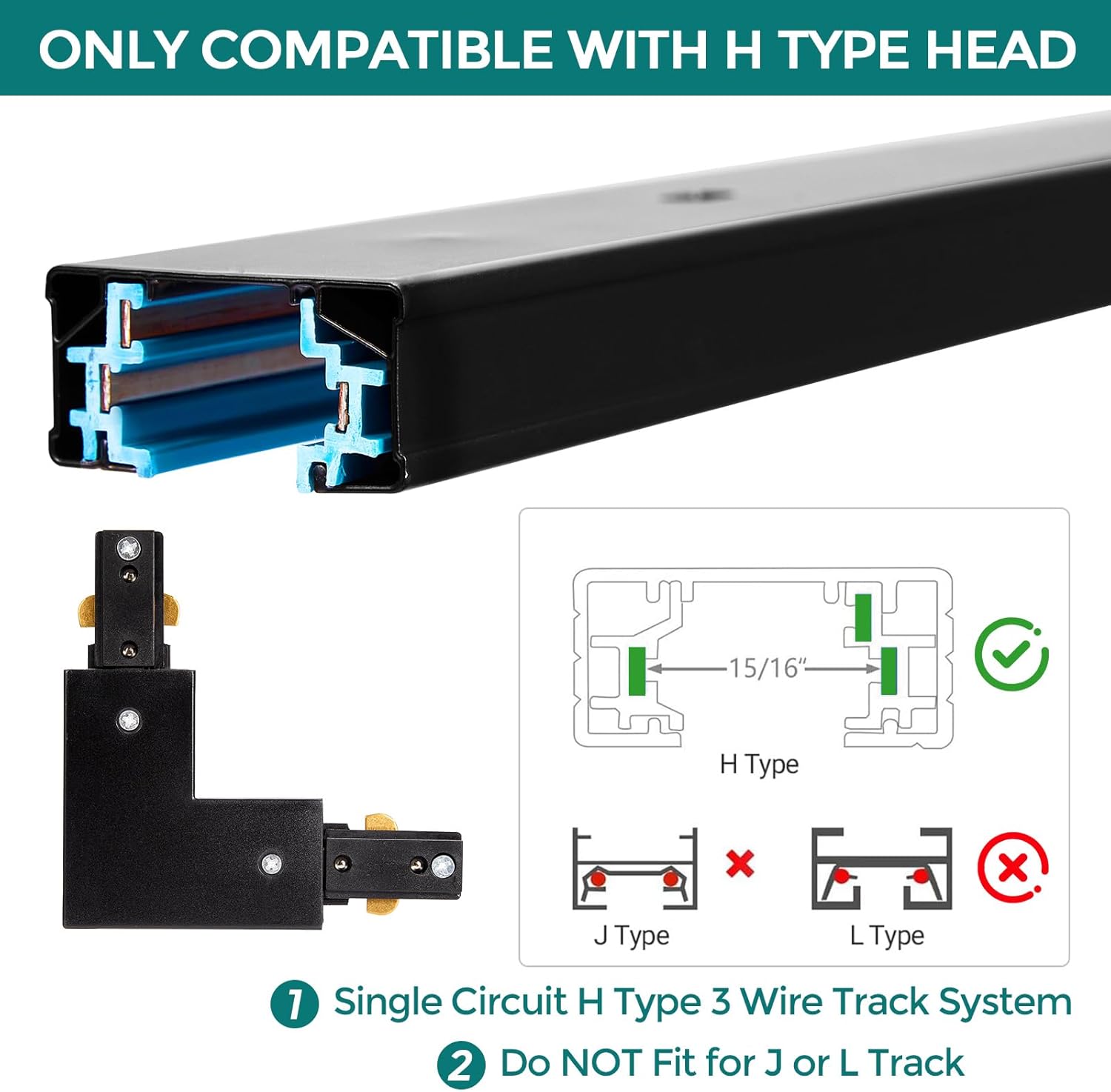 iCreating H Track Lighting Corner Connector