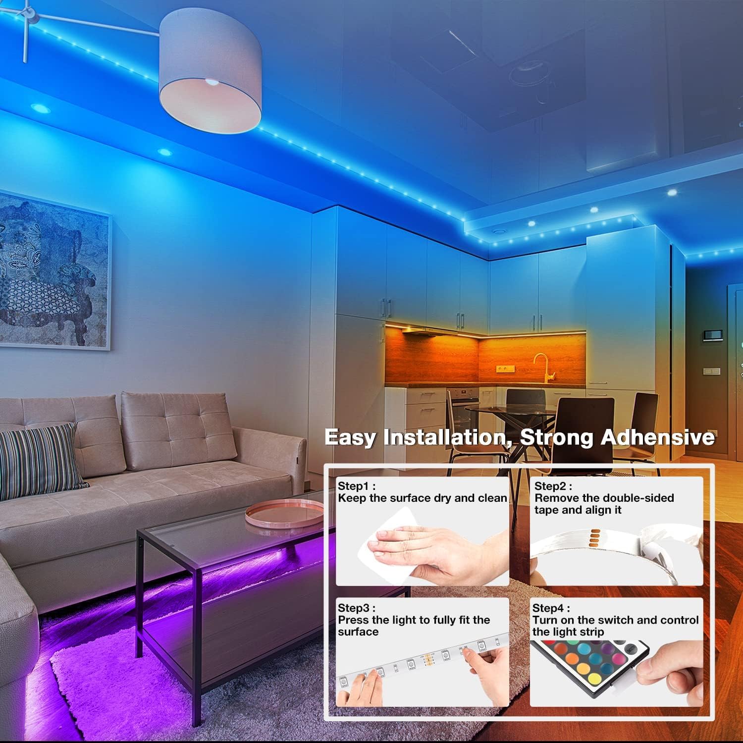 Dalattin 100ft LED Strip Lights with Bluetooth and IR Control