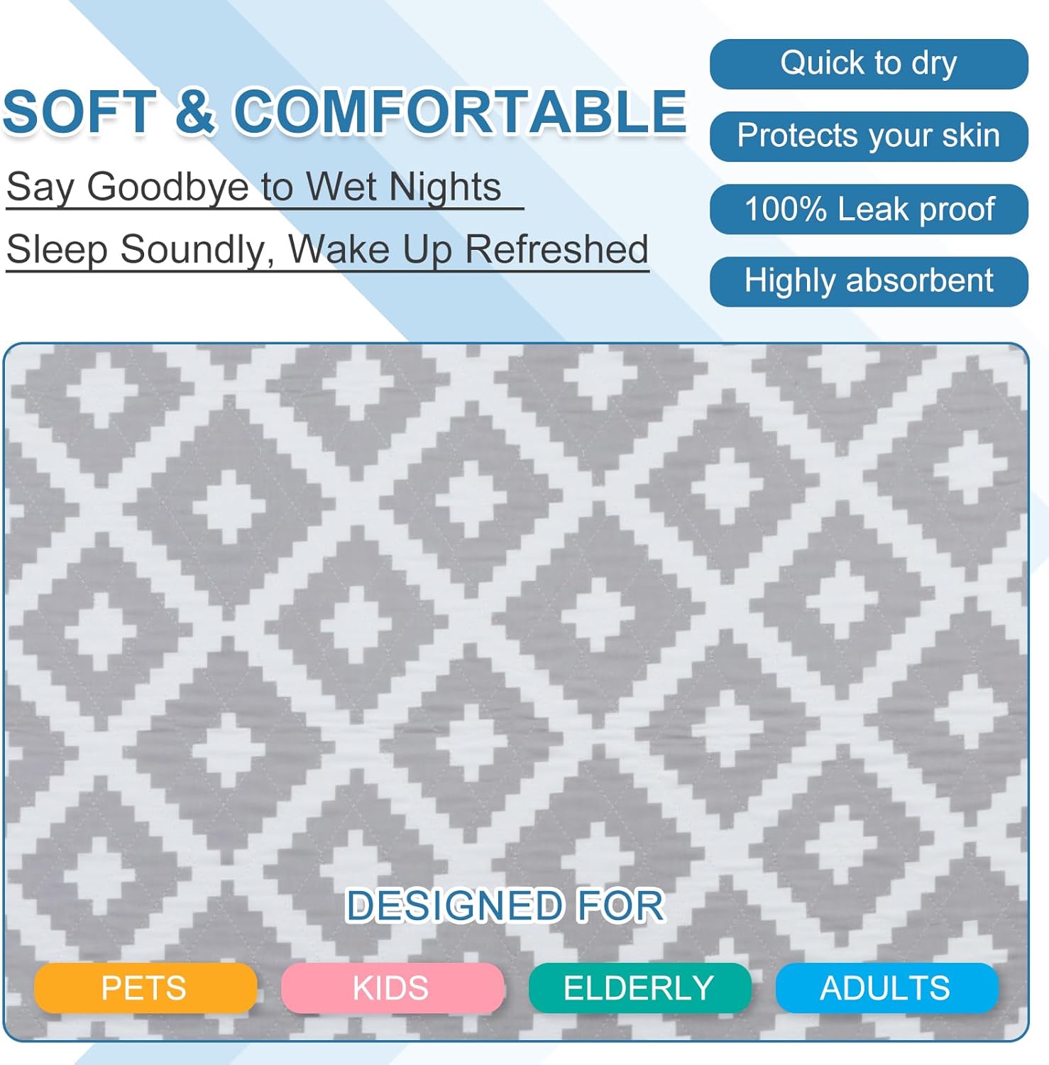 OUTCREATOR Washable Bed Pads 34x56 Pack of 2
