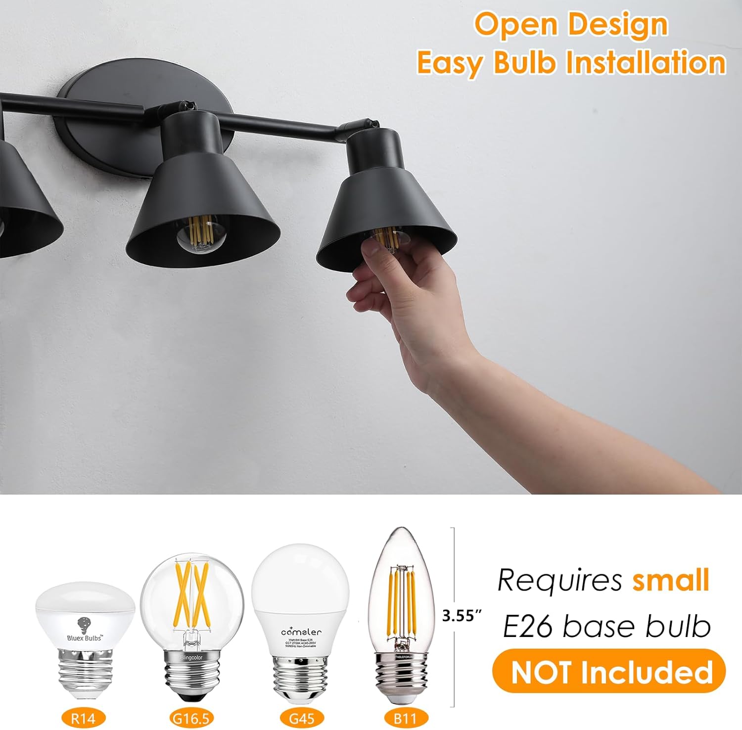 Vivihobb Black Track Lighting Fixture with E26 Base