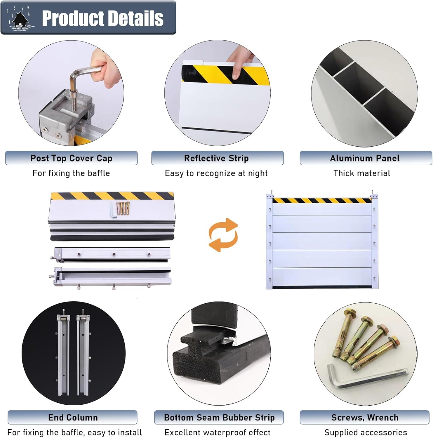 High Flood Control Baffle 100cm Yard Gate Flood Barrier