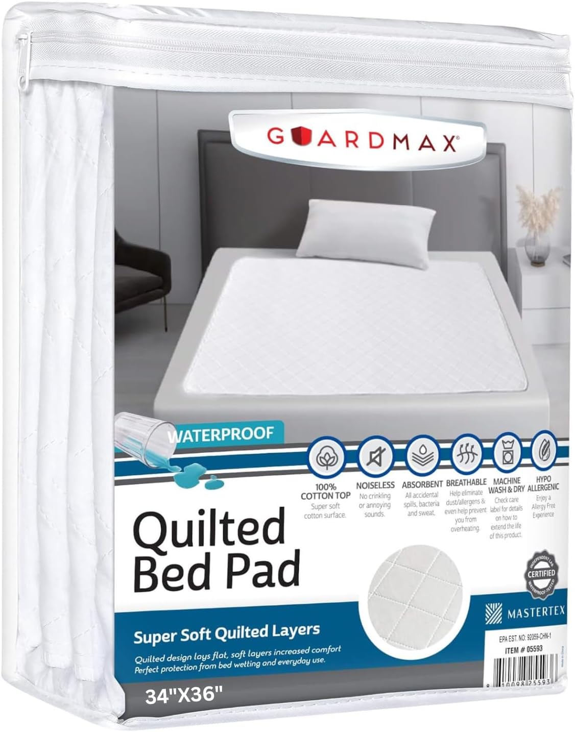 Guardmax Waterproof Incontinence Bed Pad - Reusable Washable 34 X 36