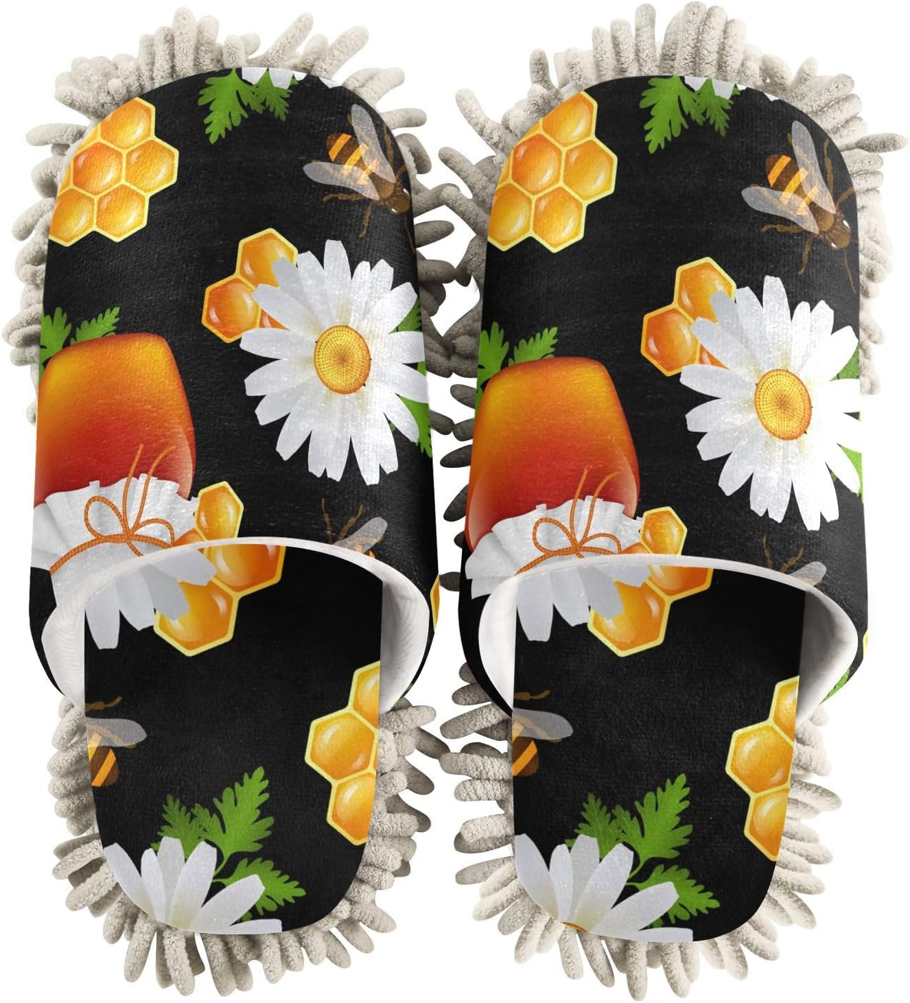 Sinestour Bee Honey Black Mop Slippers for Floor Cleaning 1