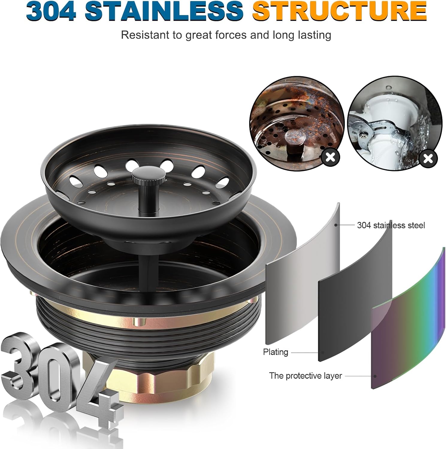 BOTEMY 3-14 Inch Stainless Steel Drain Strainer Kit