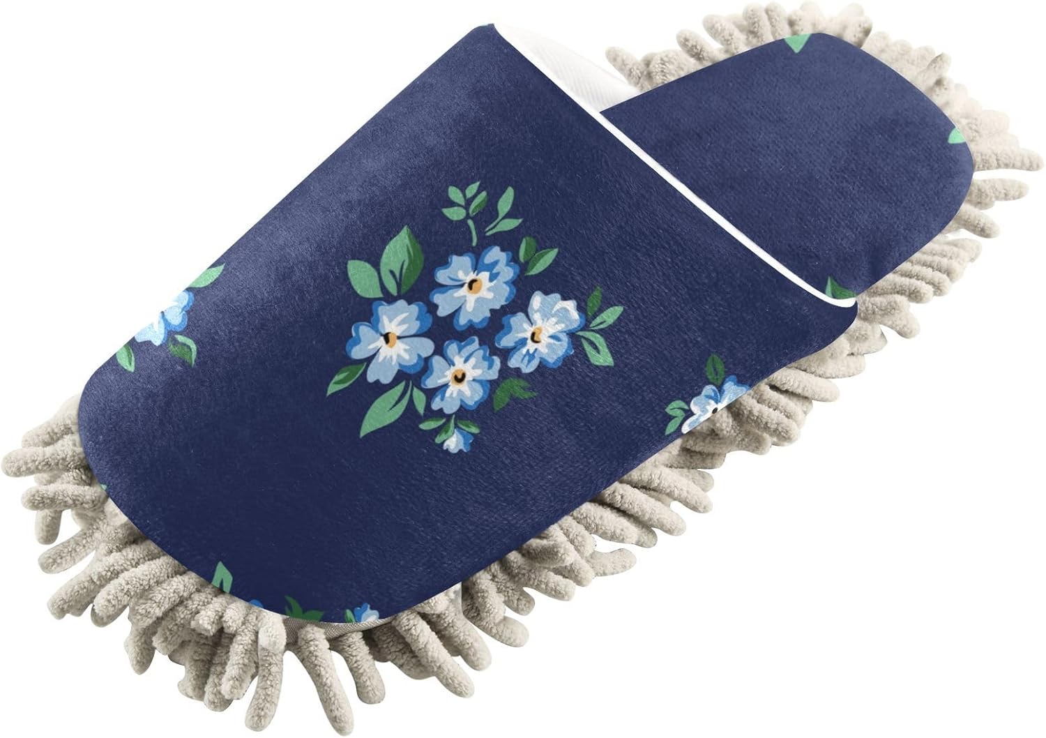Kigai Microfiber Slippers with Blue Flowers for Floor Cleaning