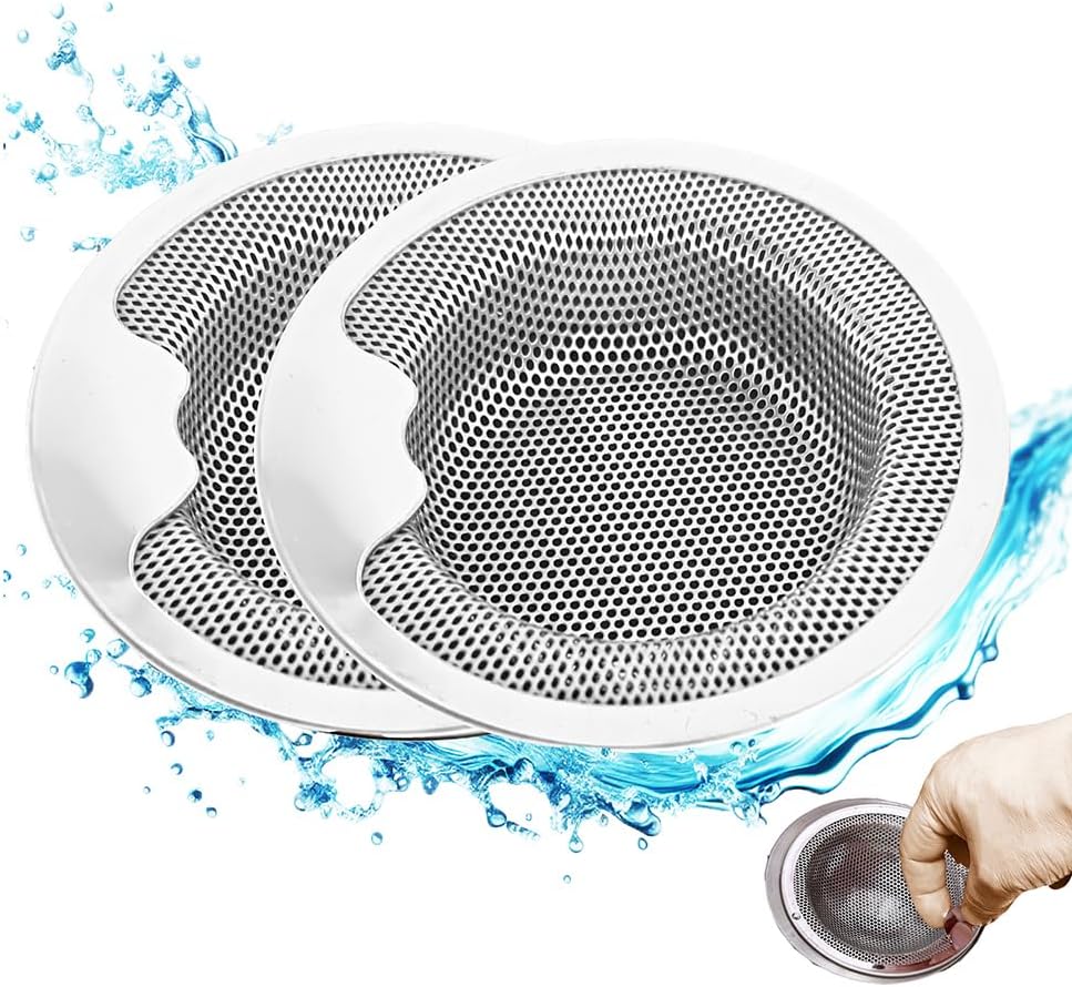 JATYP 2 Pack Stainless Steel Kitchen Sink Strainer with Upgrade Handle