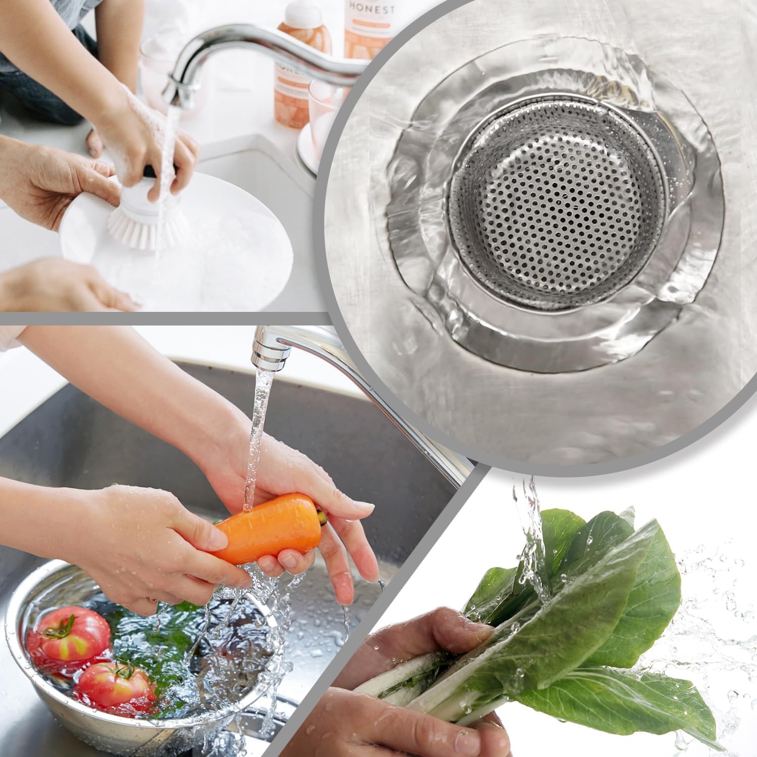 2 Pack Stainless Steel Kitchen Sink Strainer with Large Wide Rim 45 Inch