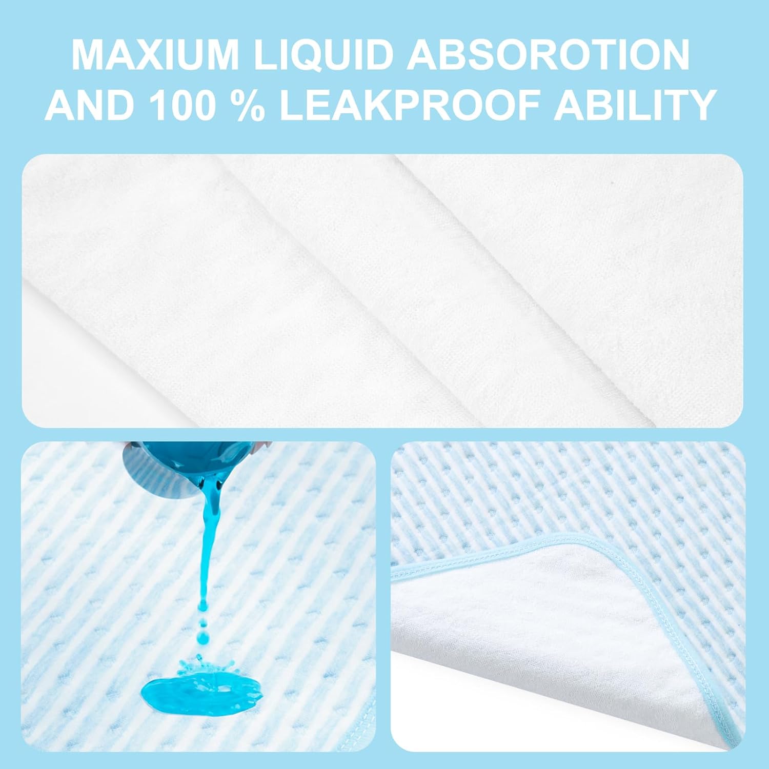 Ntoaujao Reusable Waterproof Bed Pads 3-Pack 36x34