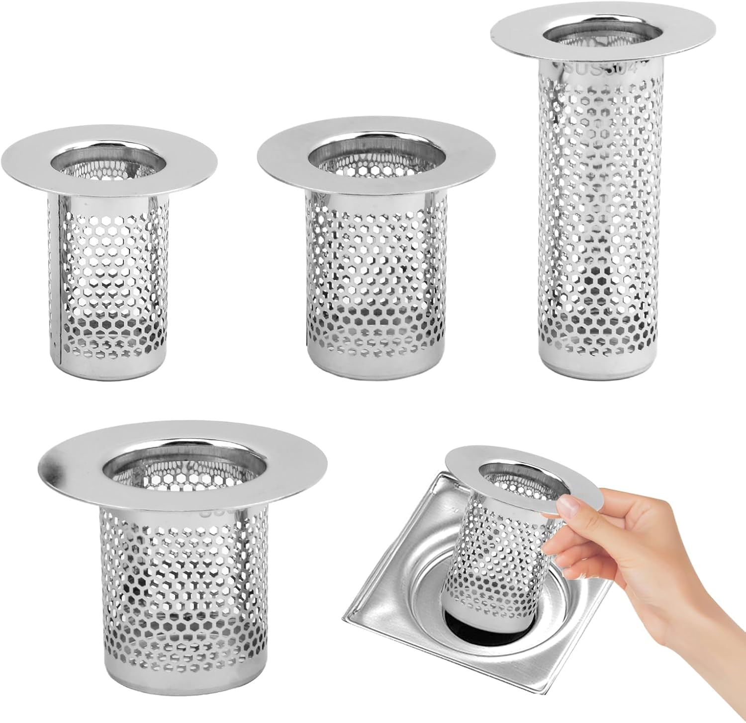 Tookie 4 Pack Stainless Steel Hair Catcher Drain Strainer