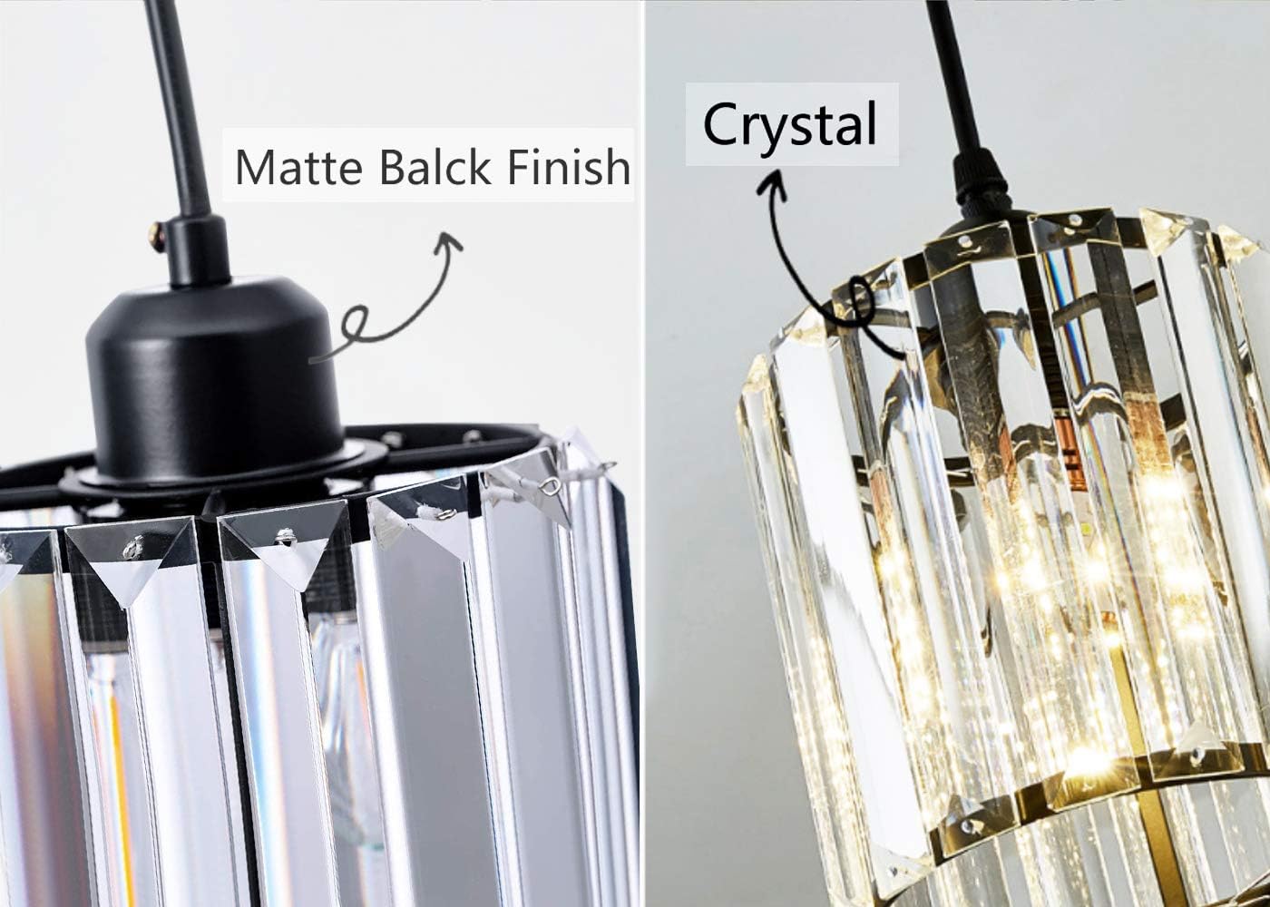 Kiven 3-Lights J-Series Track Pendant Dimmable Industrial Crystal Lights