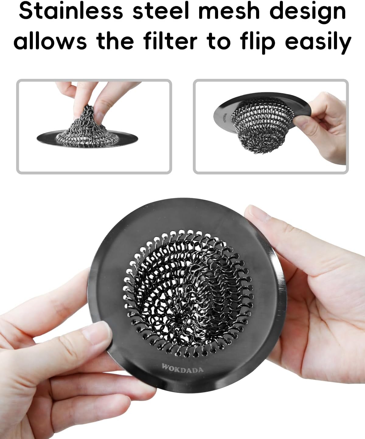 Wokdada Black Reversible Sink Strainer with 304 Stainless Steel