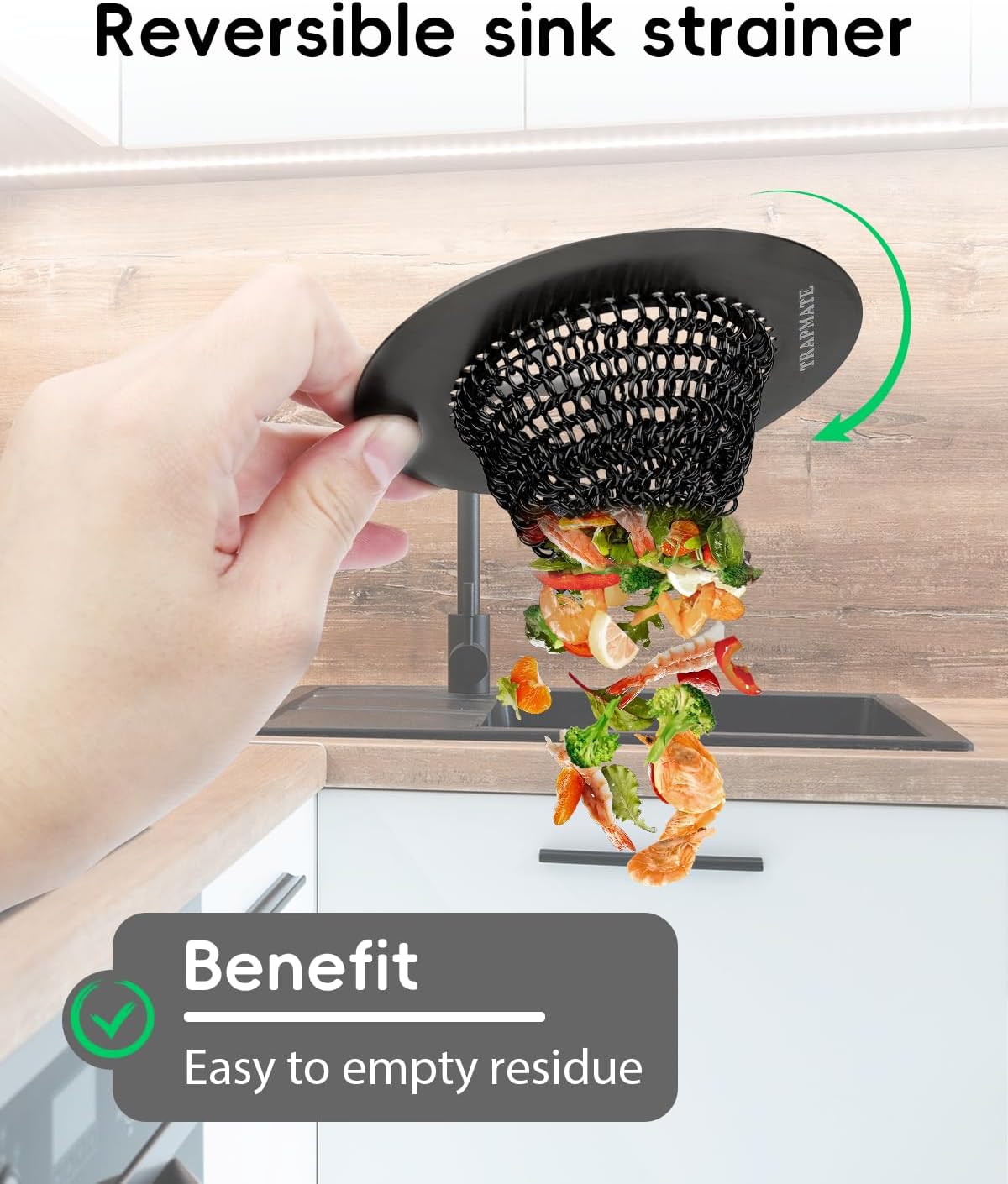 TRAPMATE Kitchen Sink Strainer with Reversible Design