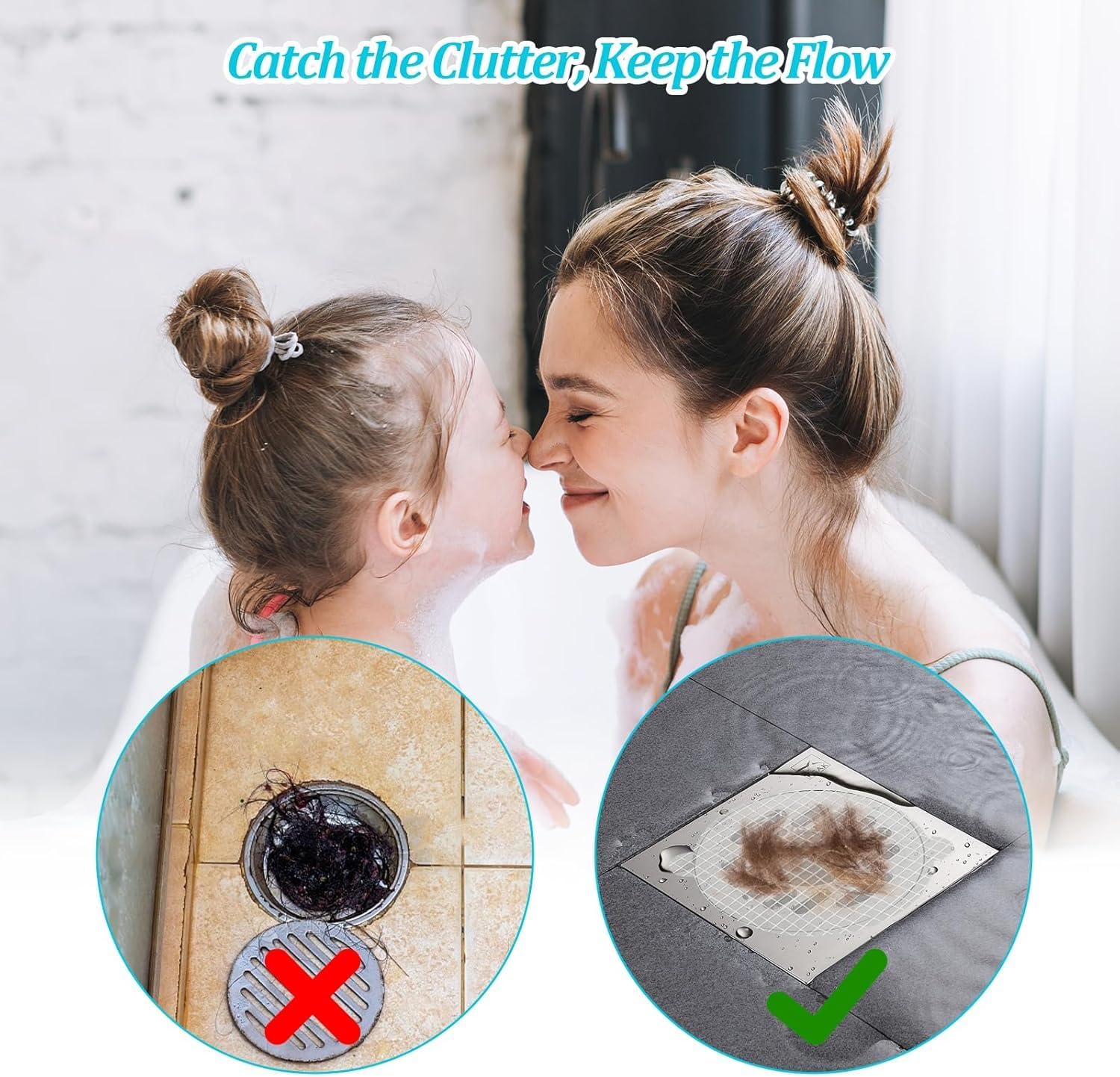 4 X 4 Flower Shape Hair Drain Sticker 10Pcs