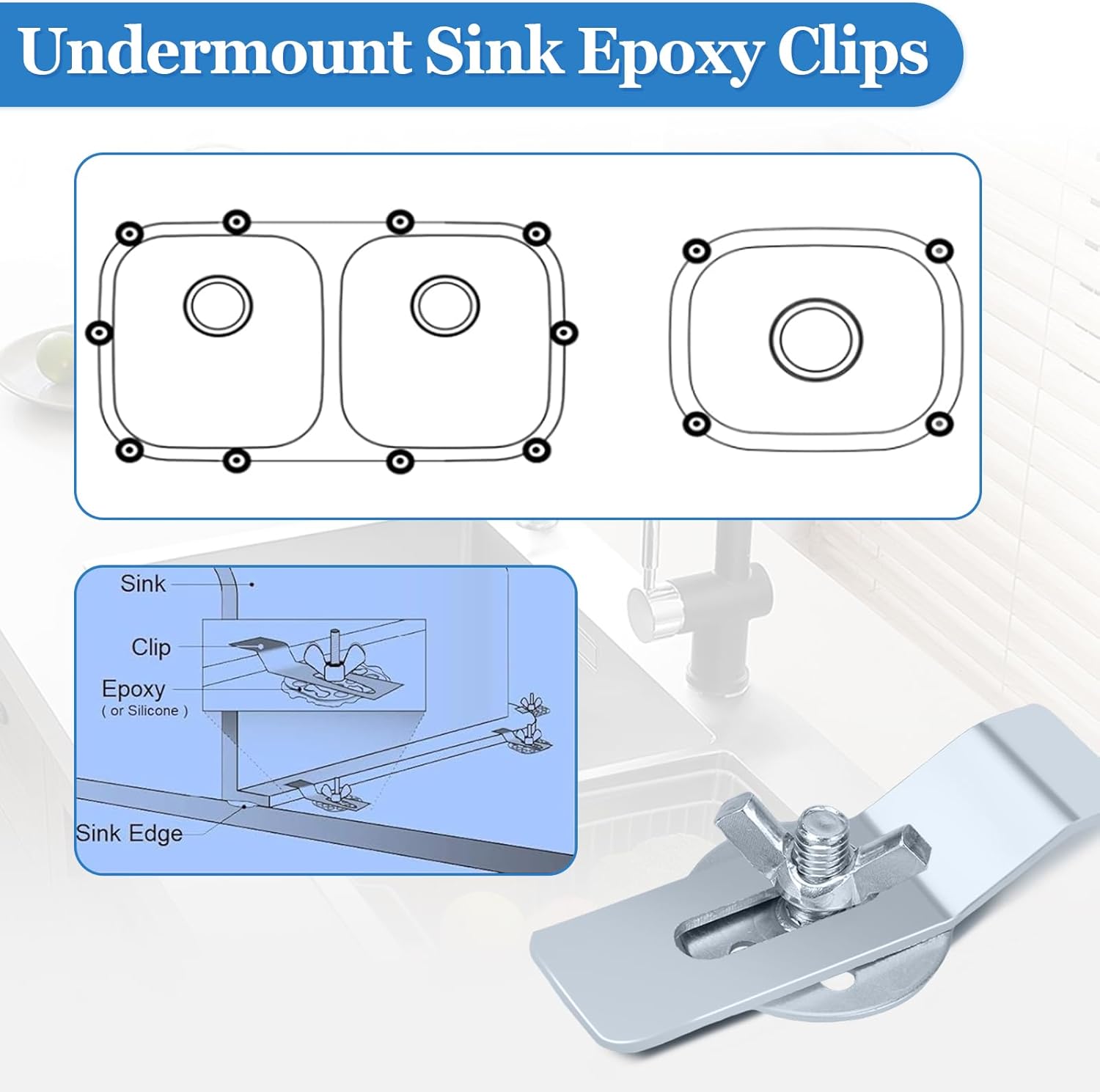 ChangTa Undermount Sink Clips 10 Pack Heavy Duty Epoxy Brackets