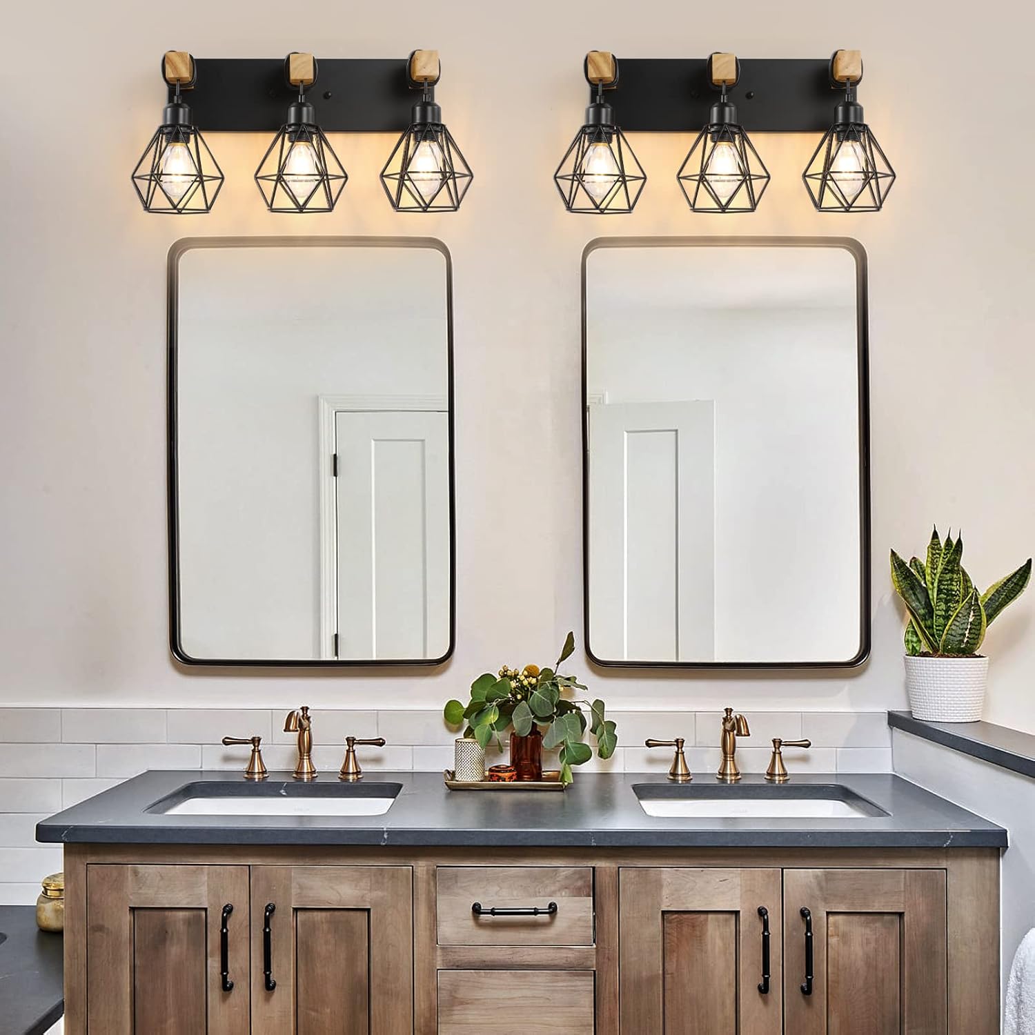 Farmhouse Vanity Light Fixtures with 3 Lights and Rustic Design