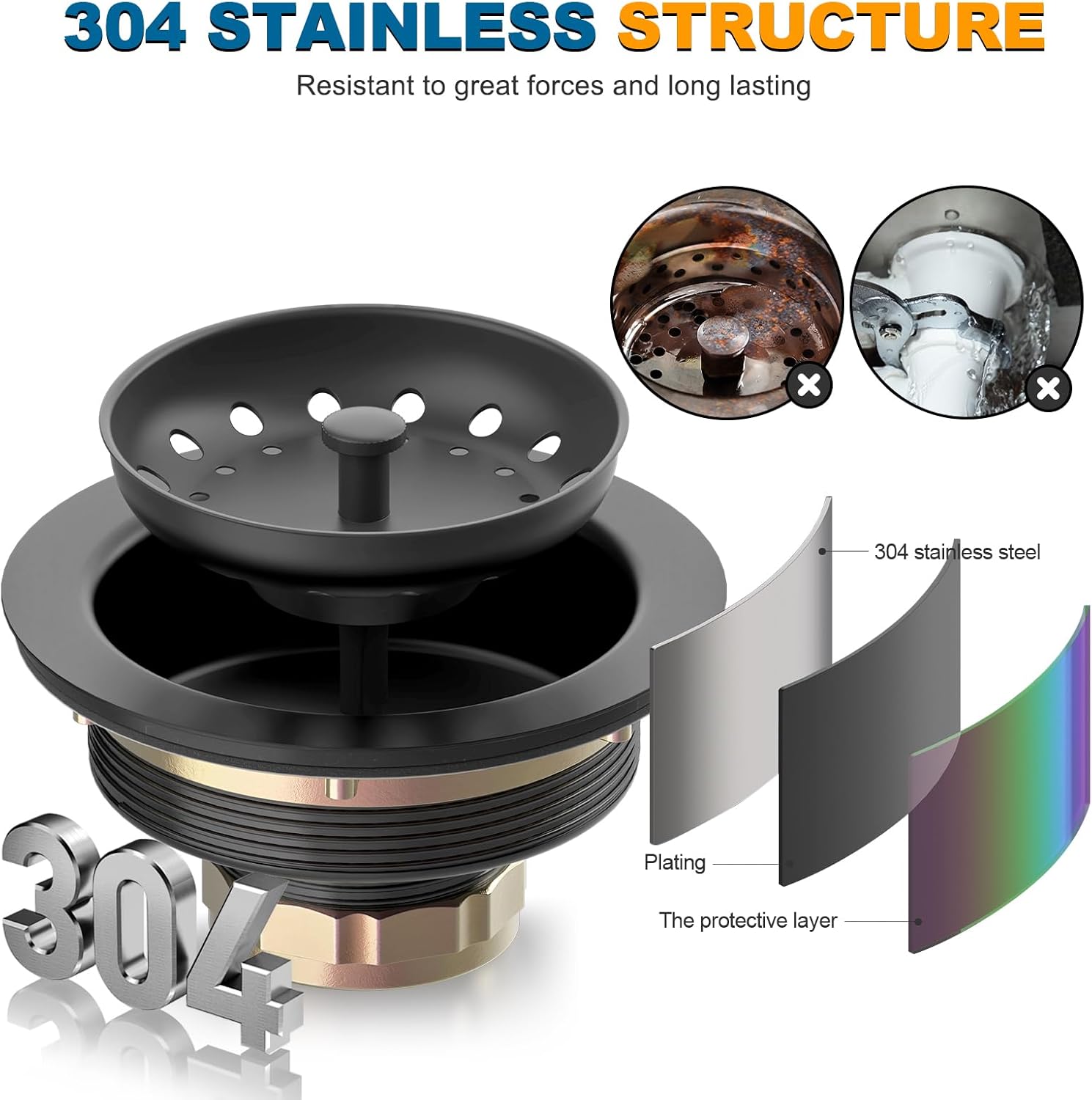 BOTEMY 3-12 Inch Stainless Steel Sink Drain Strainer Kit