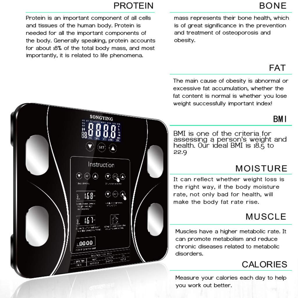 Gooddyiyukey Digital Bathroom Scale with Body Fat Analysis