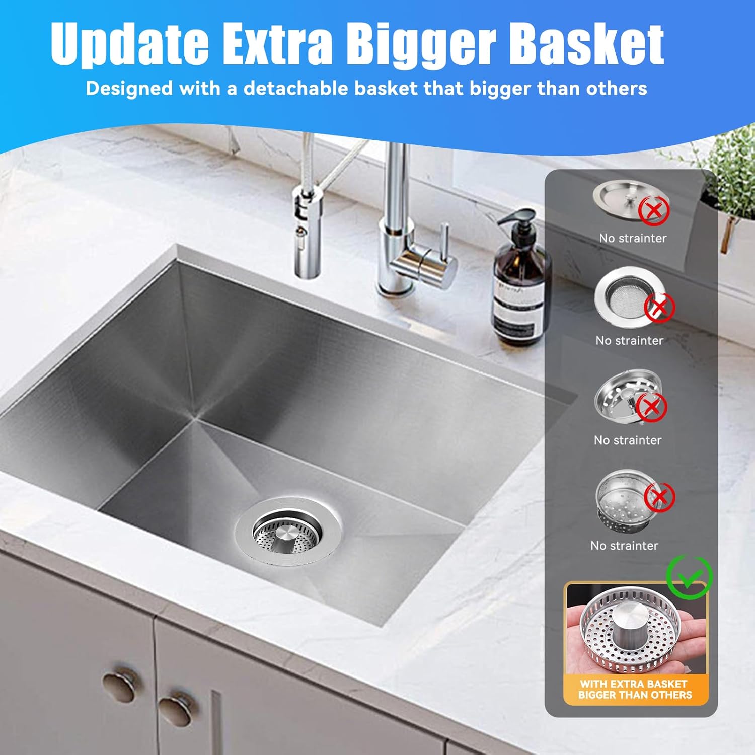 Oxanlare Kitchen Sink Drain Strainer with Cleaning Brush