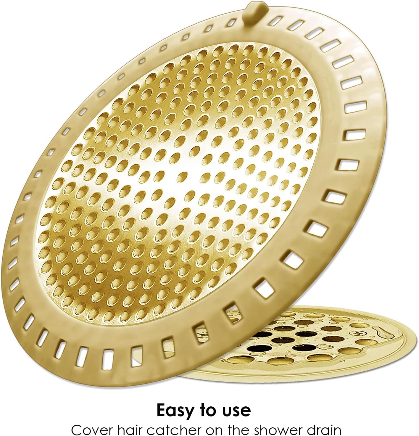 2PCS Hair Catcher Shower Drain Cover with Silicone and Stainless Steel