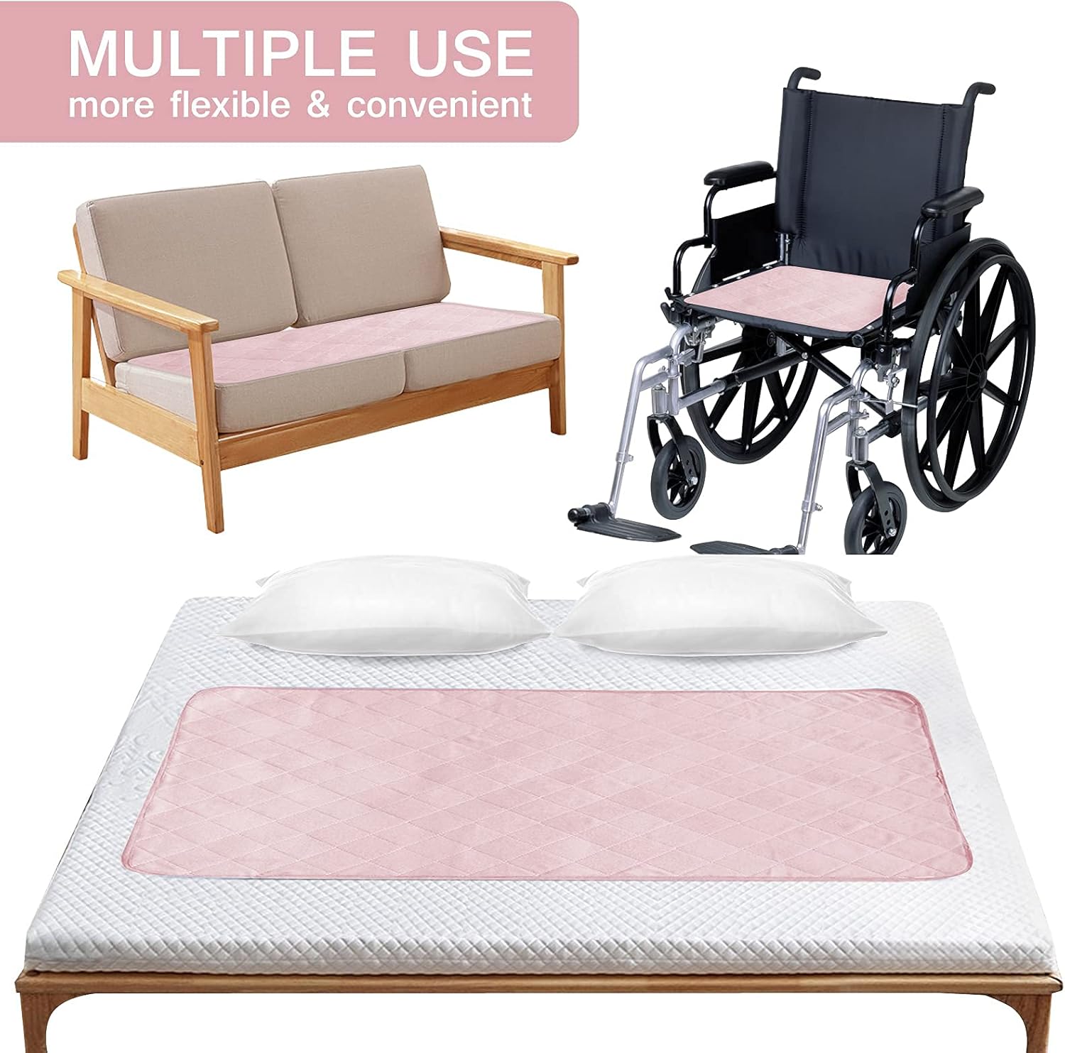 Coldwind Reusable Incontinence Bed Pads - Pink 34 x 52