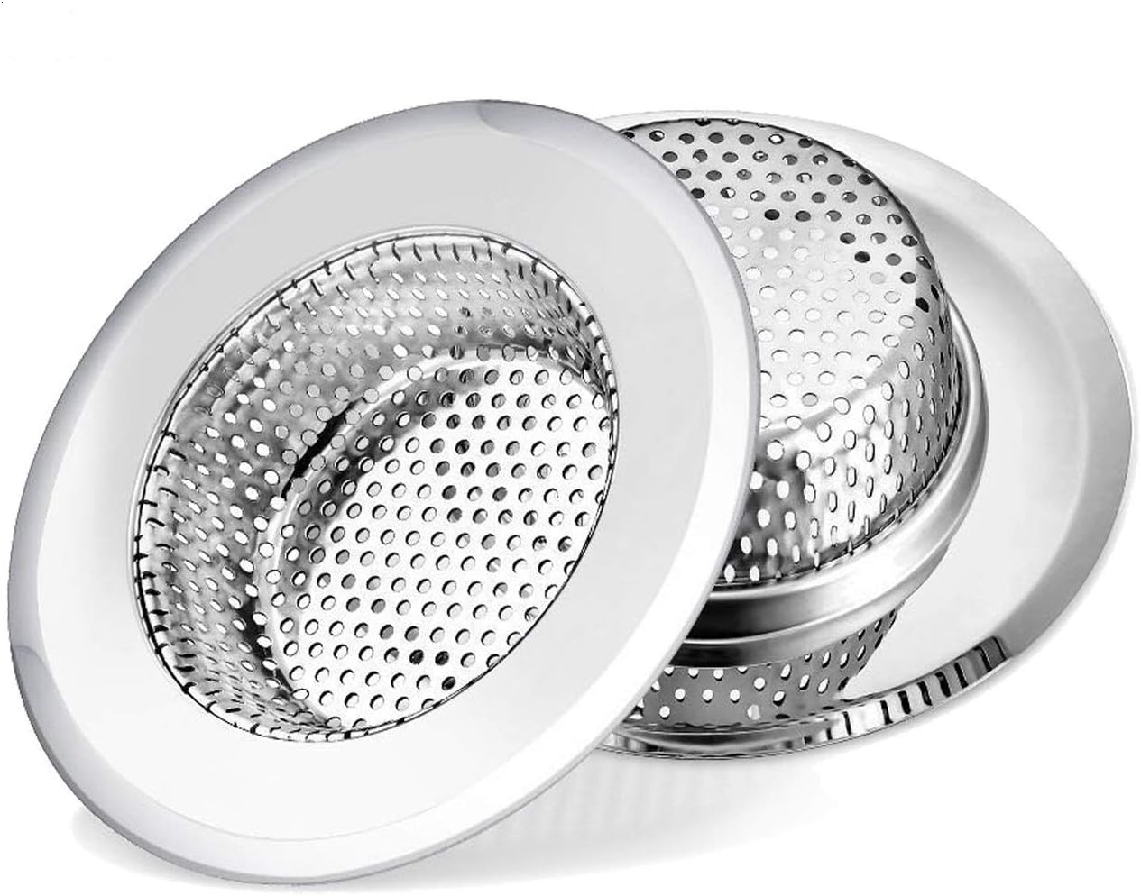 2 Pack Stainless Steel Kitchen Sink Strainer with Large Wide Rim 45 Inch