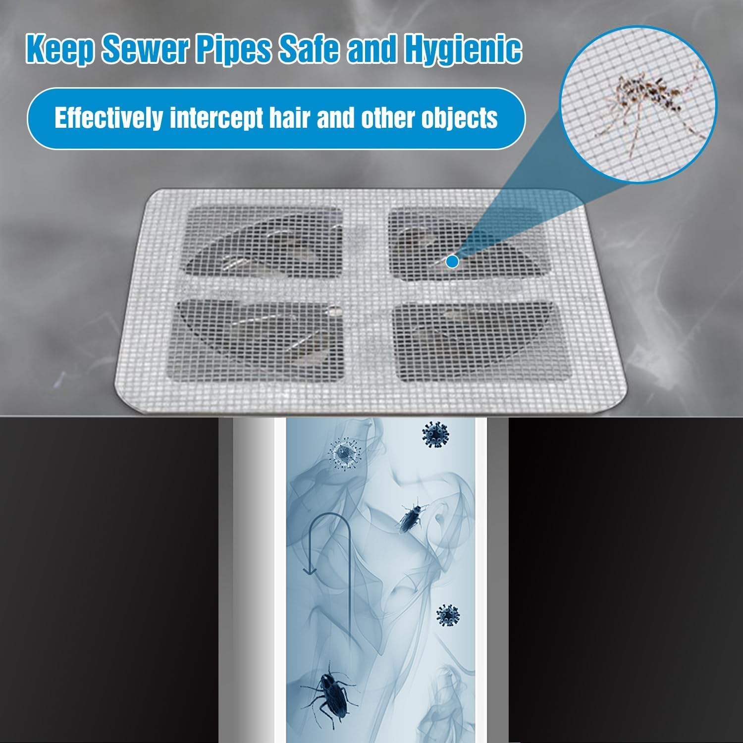 30PCS Pack Disposable Hair Catcher Drain Cover Mesh Stickers