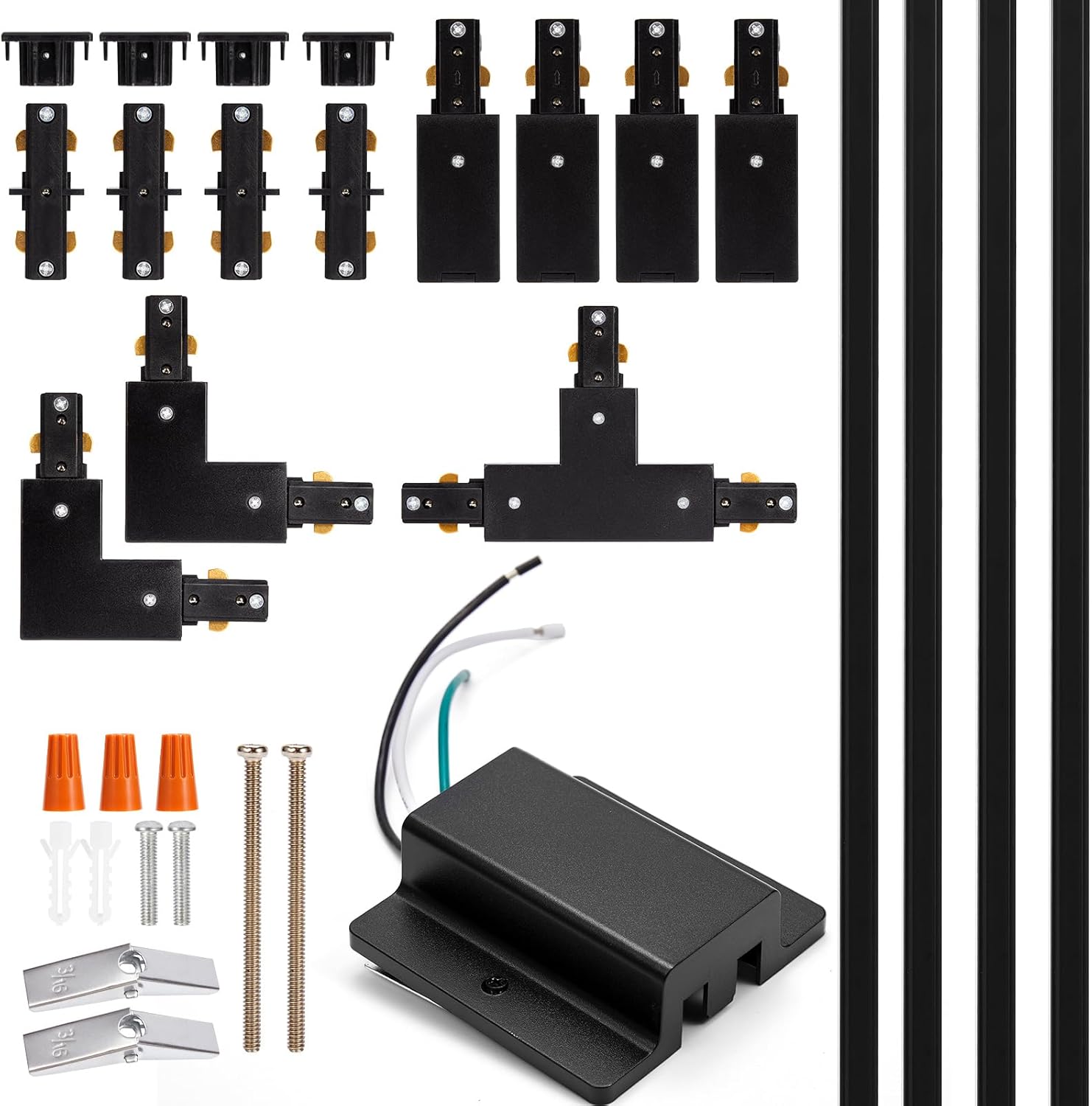 iCreating 13ft Black H Track Lighting Rails Kit