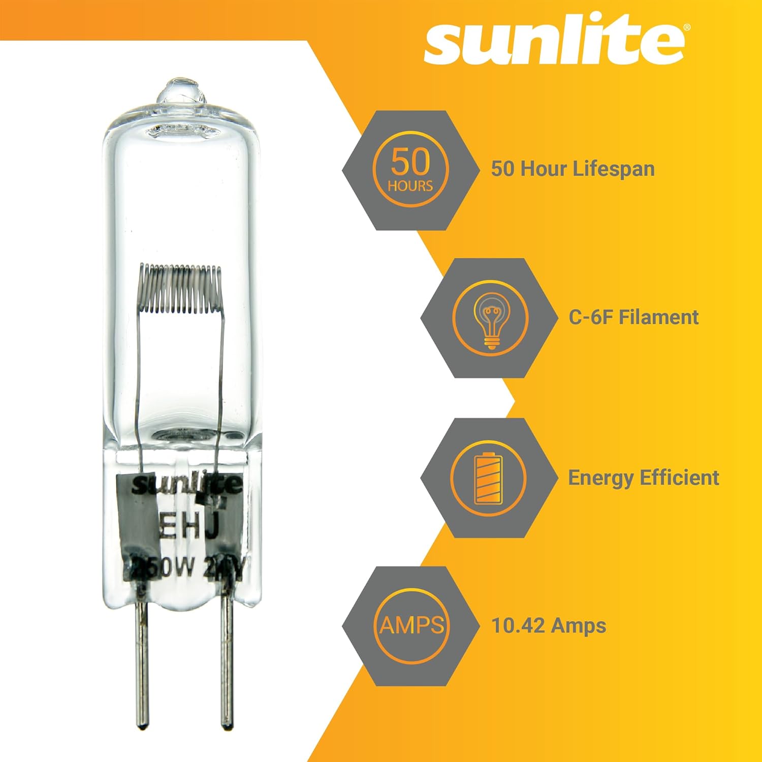 Sunlite T4 EHJ Clear Bi-Pin Light Bulb 250W 24V 8000 Lumens