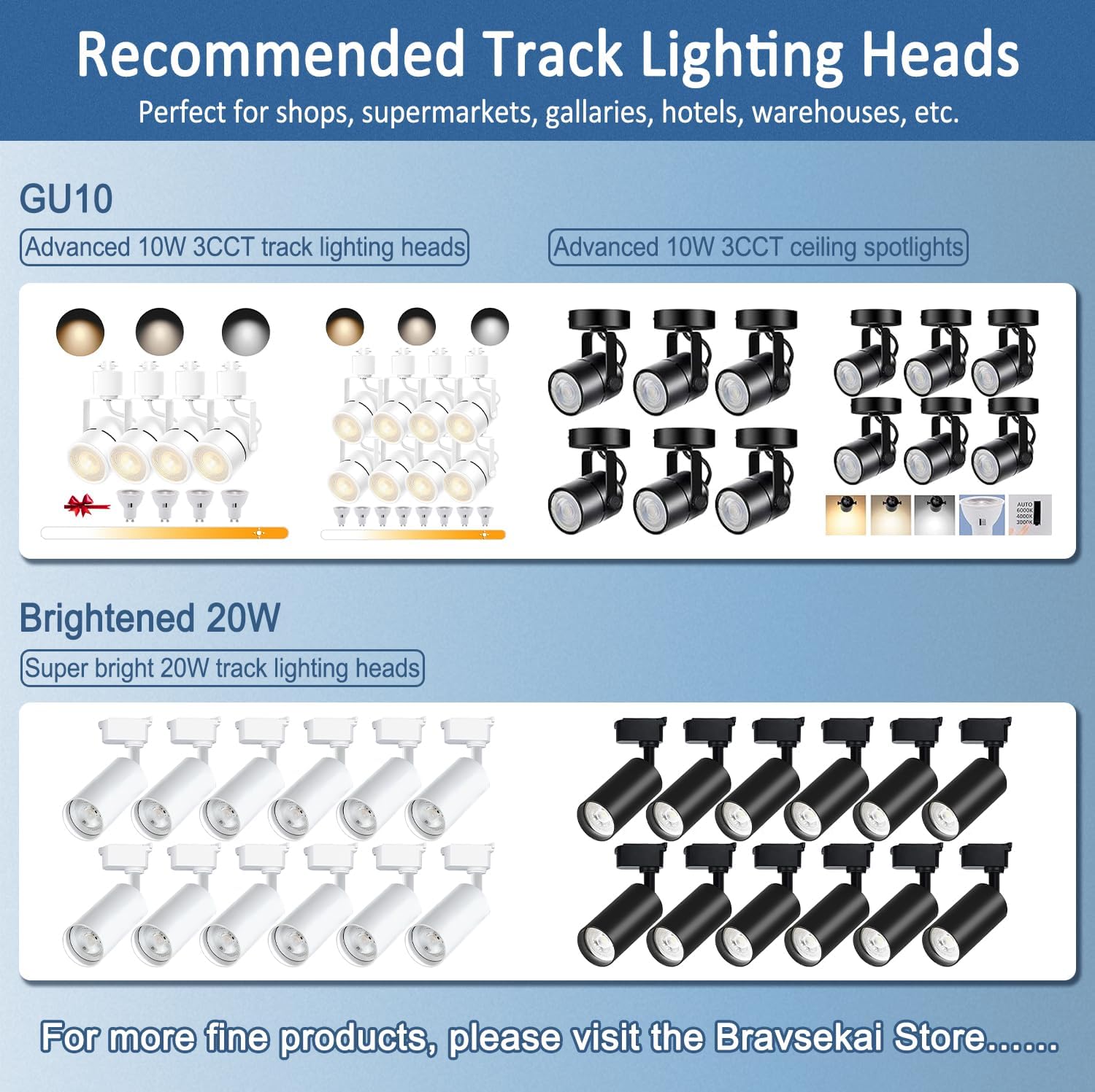 Bravsekai H Track Lighting Connector Kit