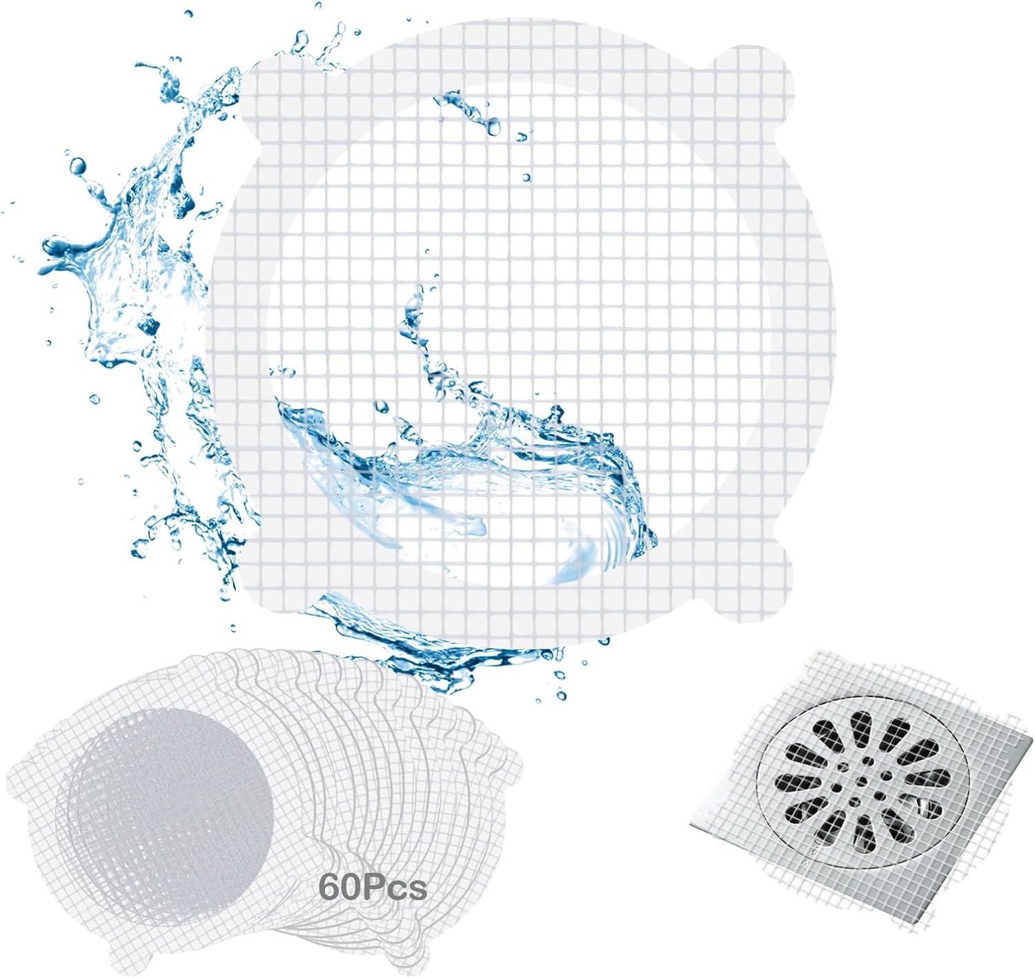 HIKIMA 60Pcs Disposable Shower Drain Cover Hair Catcher
