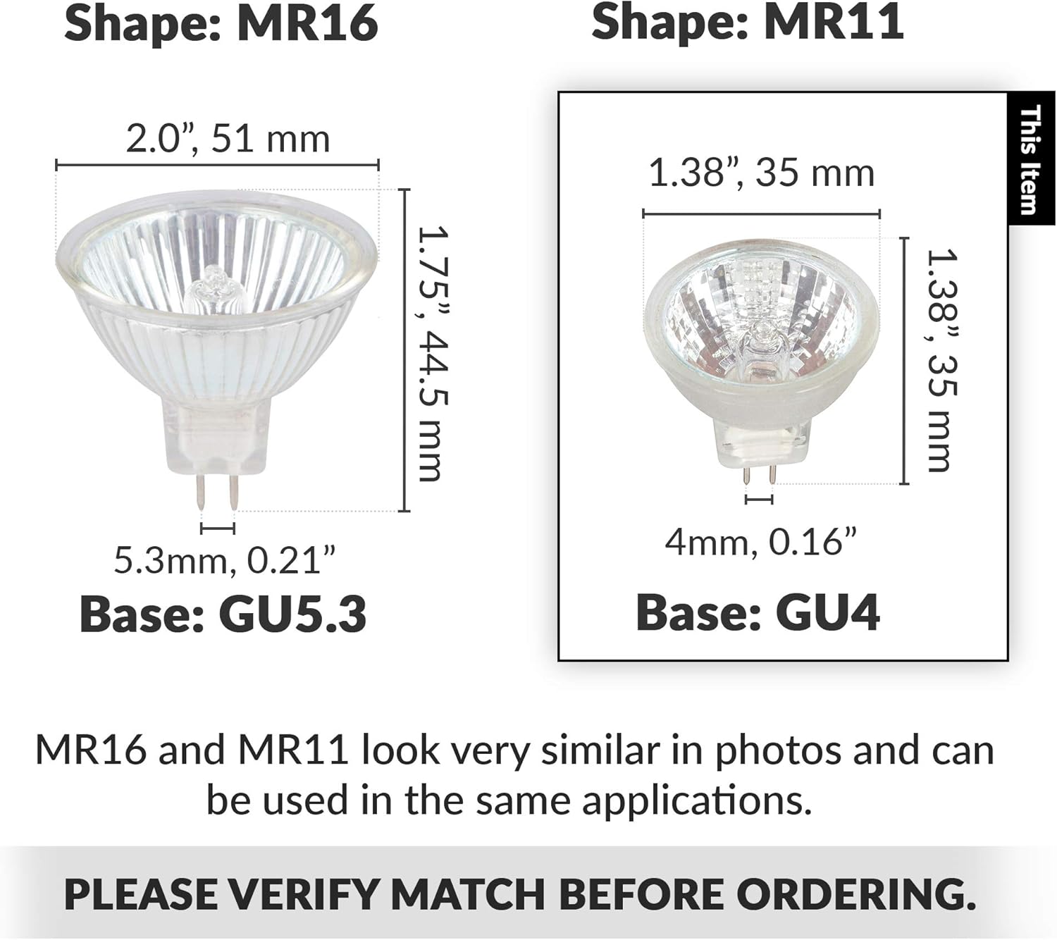 Simba Lighting 10W MR11 Halogen Spotlight Bulbs 2 Pack