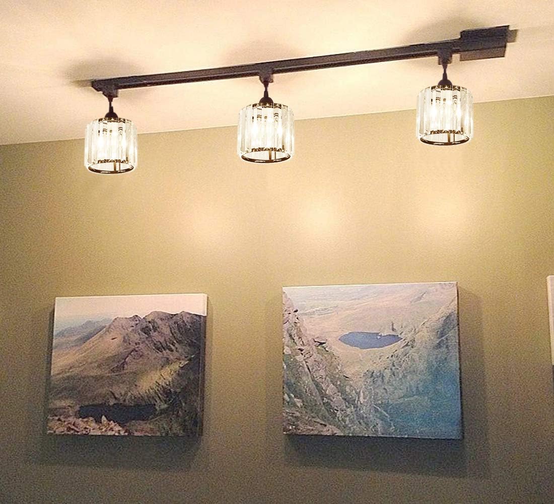 Kiven 3-Lights J-Series Track Pendant Dimmable Industrial Crystal Lights