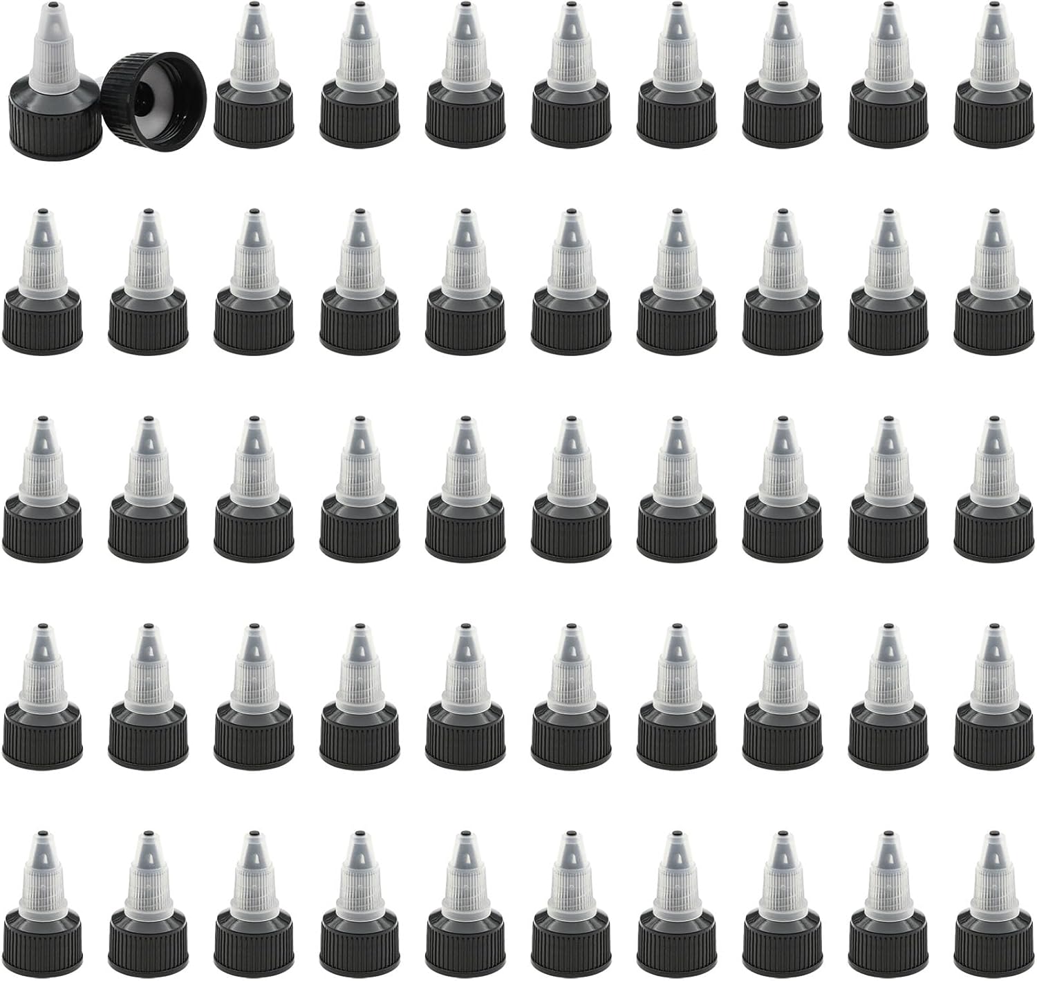 50 PCS Black Twist Bottle Caps for 20410 Threaded Containers