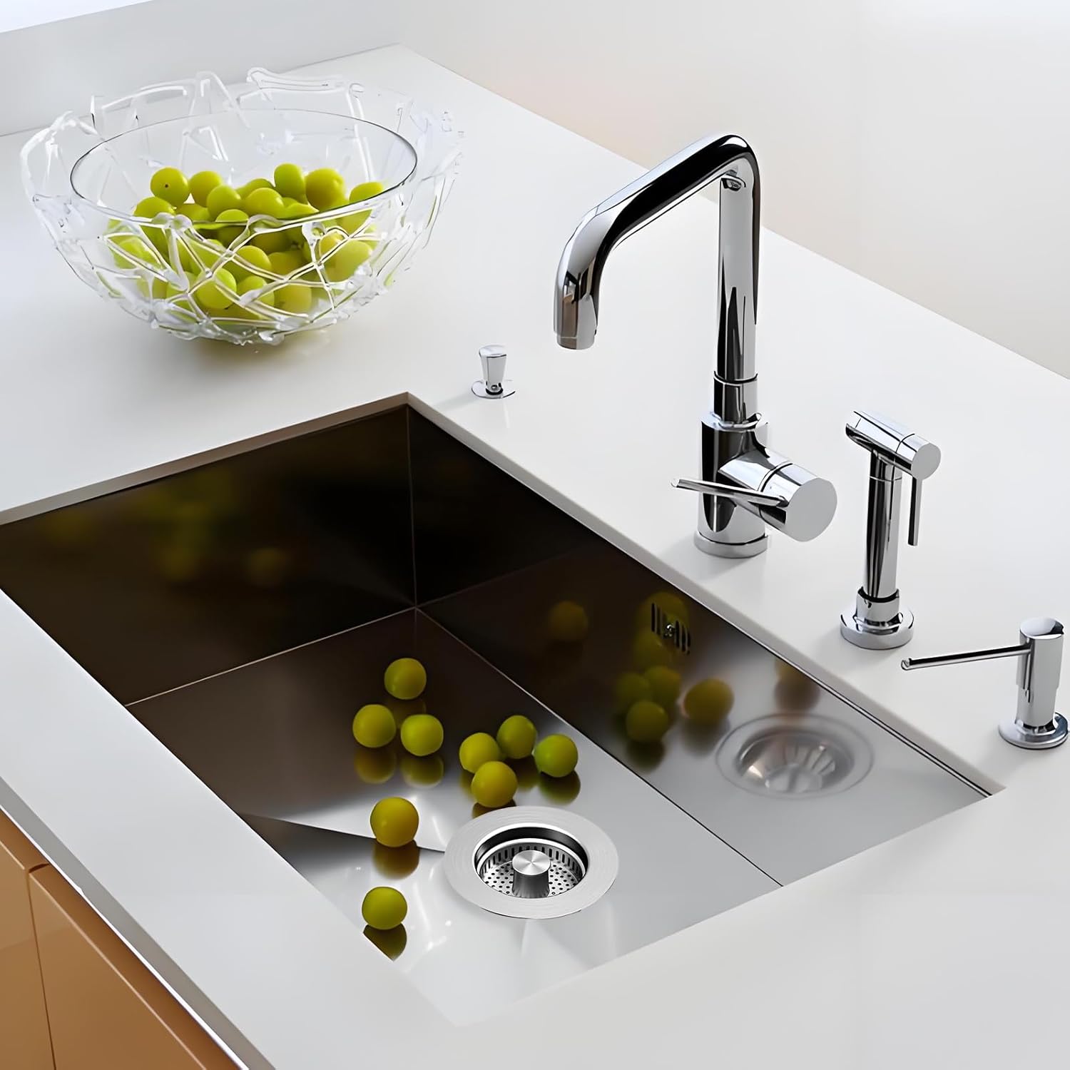 Boncana 3 in 1 Stainless Steel Sink Stopper with Chrome Pop Up Strainer