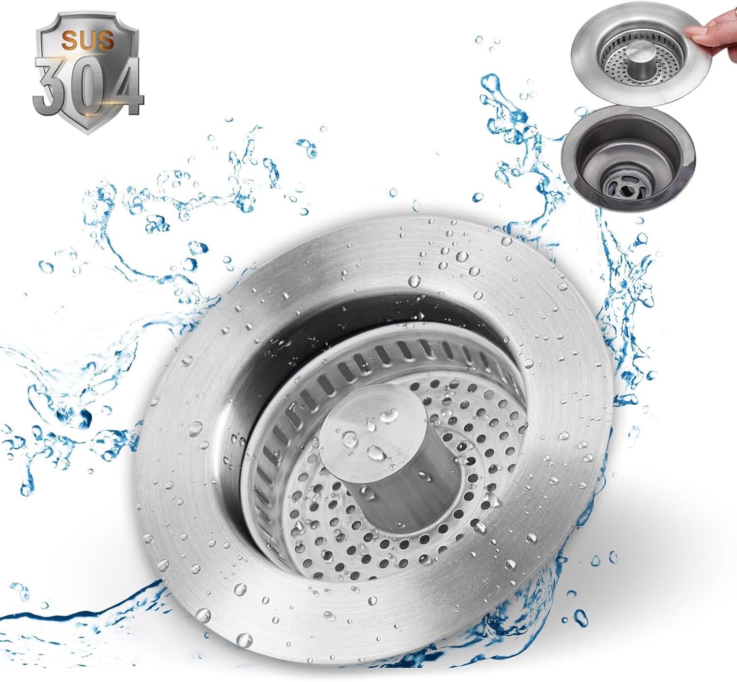 COMLELA 3 in 1 Sink Drain Strainer Combo
