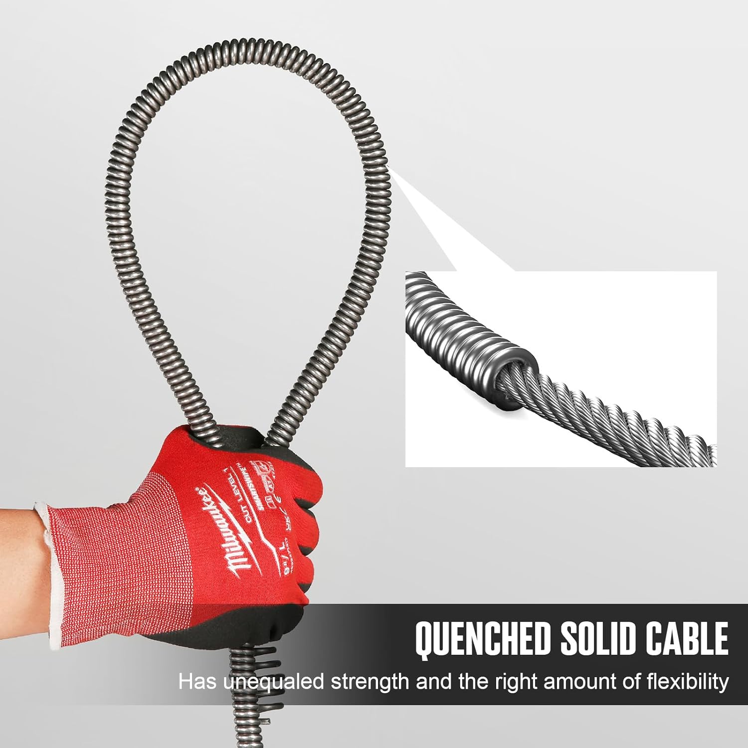 POPULO 100FT Sewer Snake with 8 Cutters and Gloves